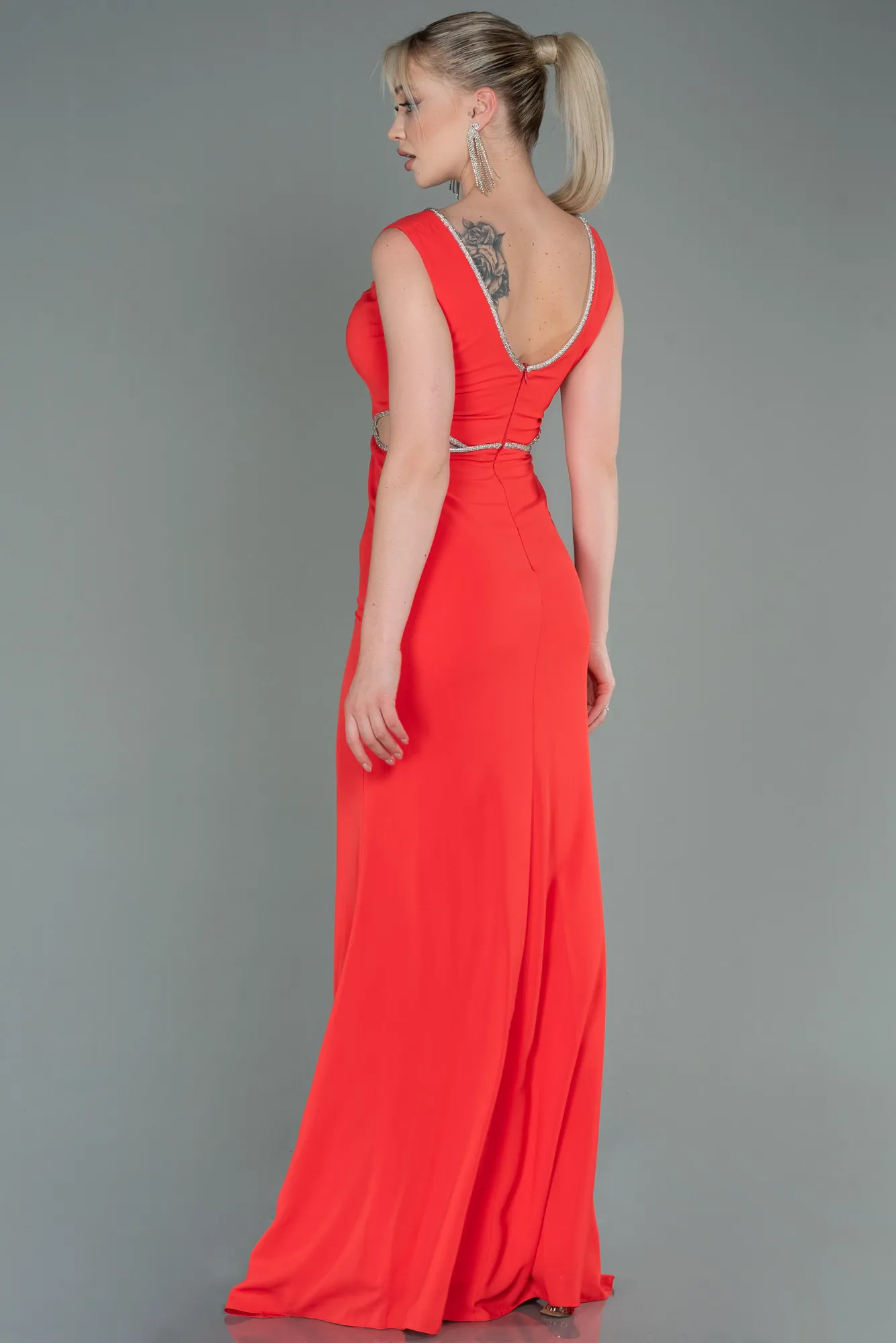 Orange-Long Chiffon Prom Gown ABU3184