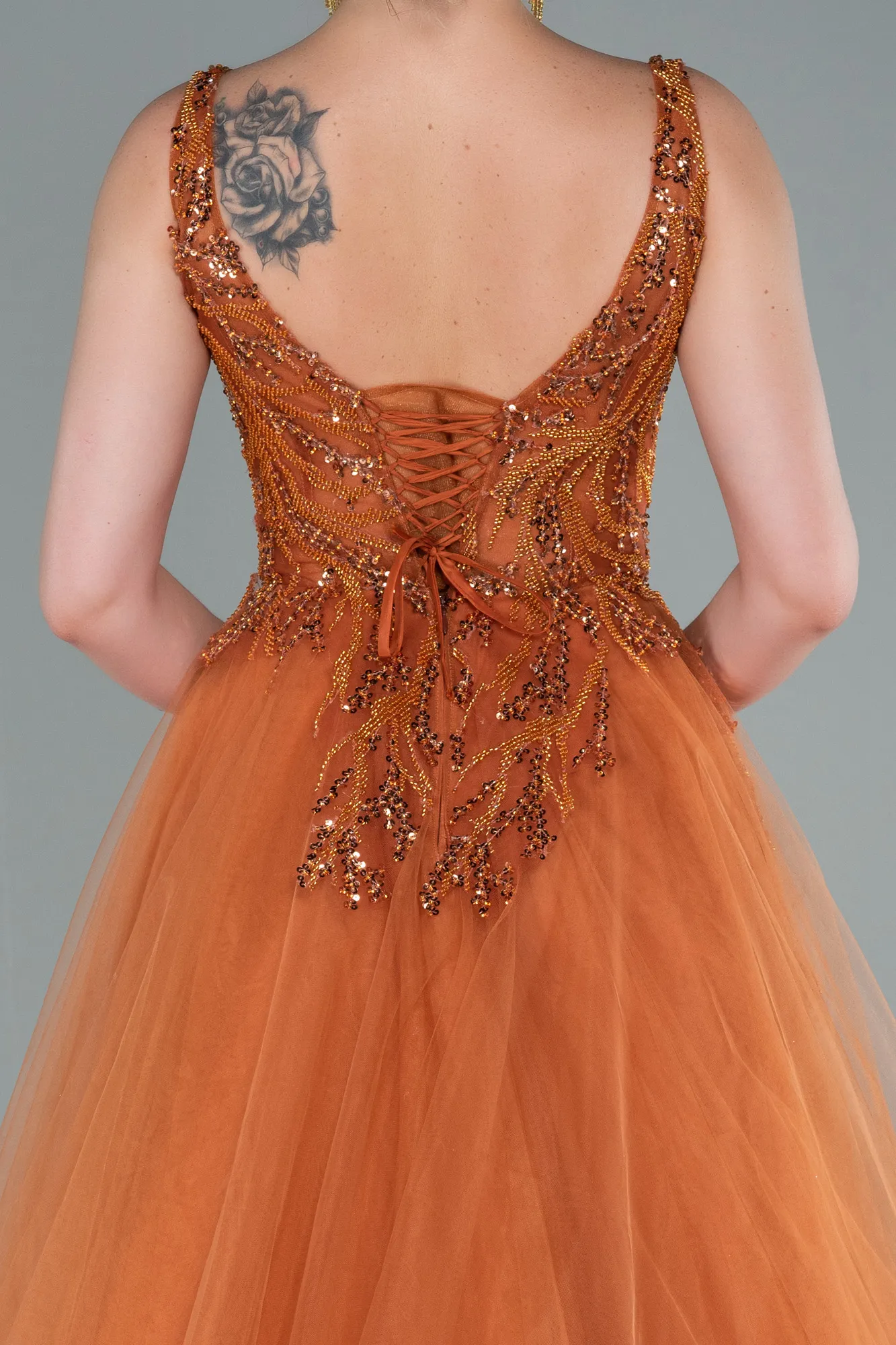 Orange-Long Evening Dress ABU2424