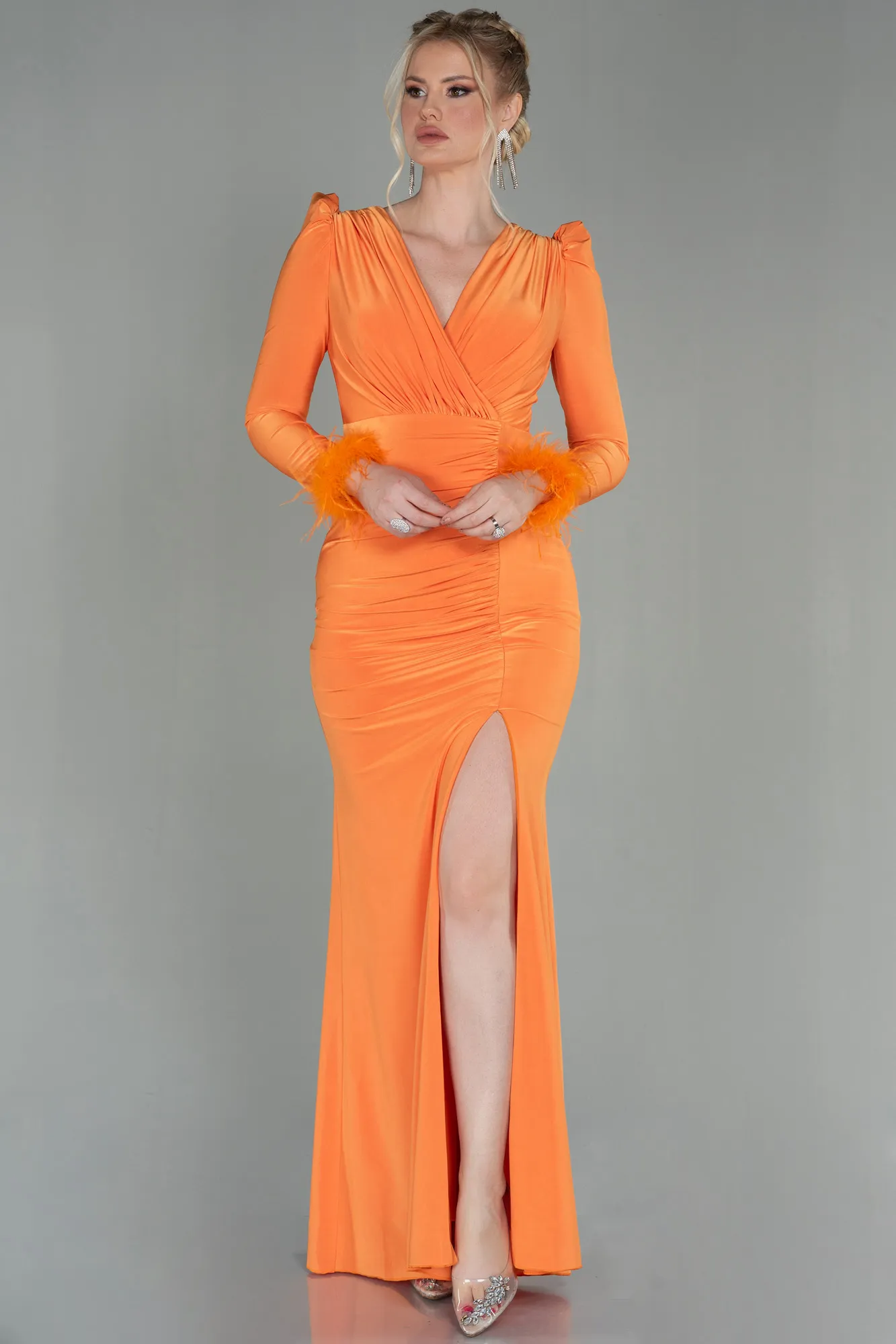 Orange-Long Evening Dress ABU2804