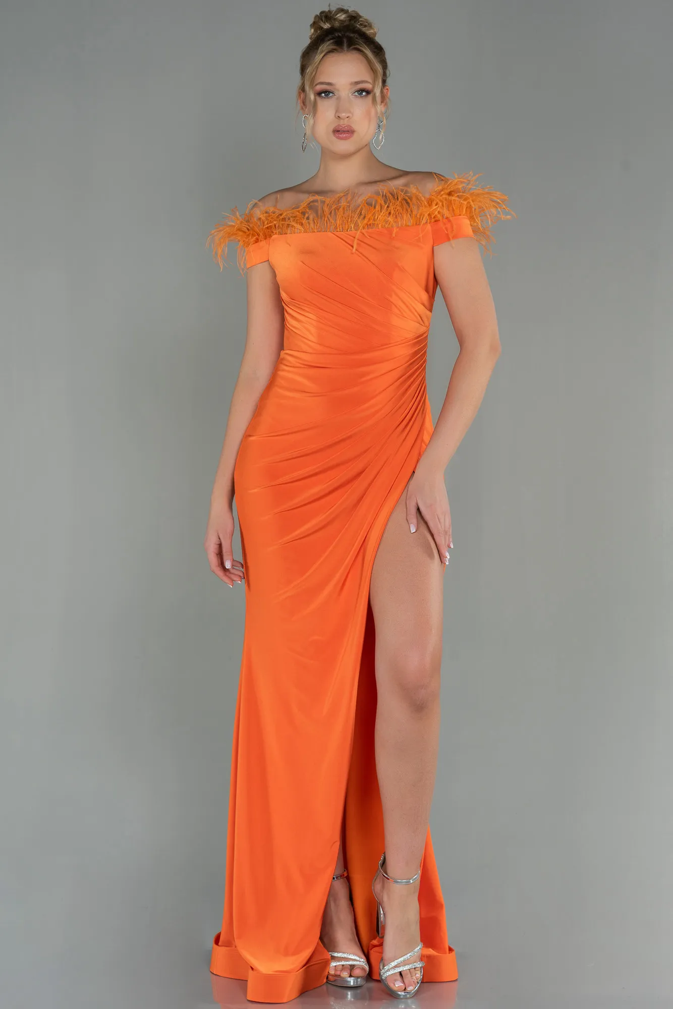 Orange-Long Evening Dress ABU2906