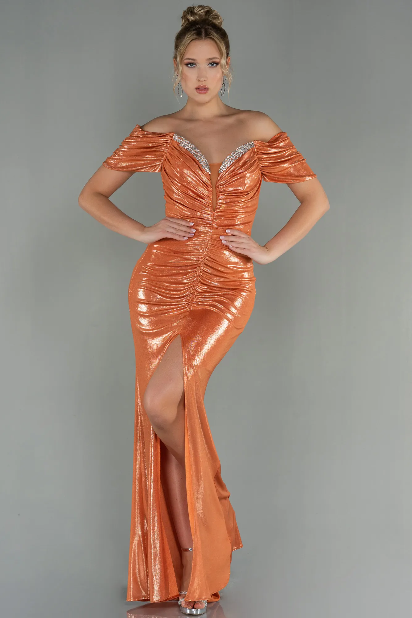 Orange-Long Evening Dress ABU3002