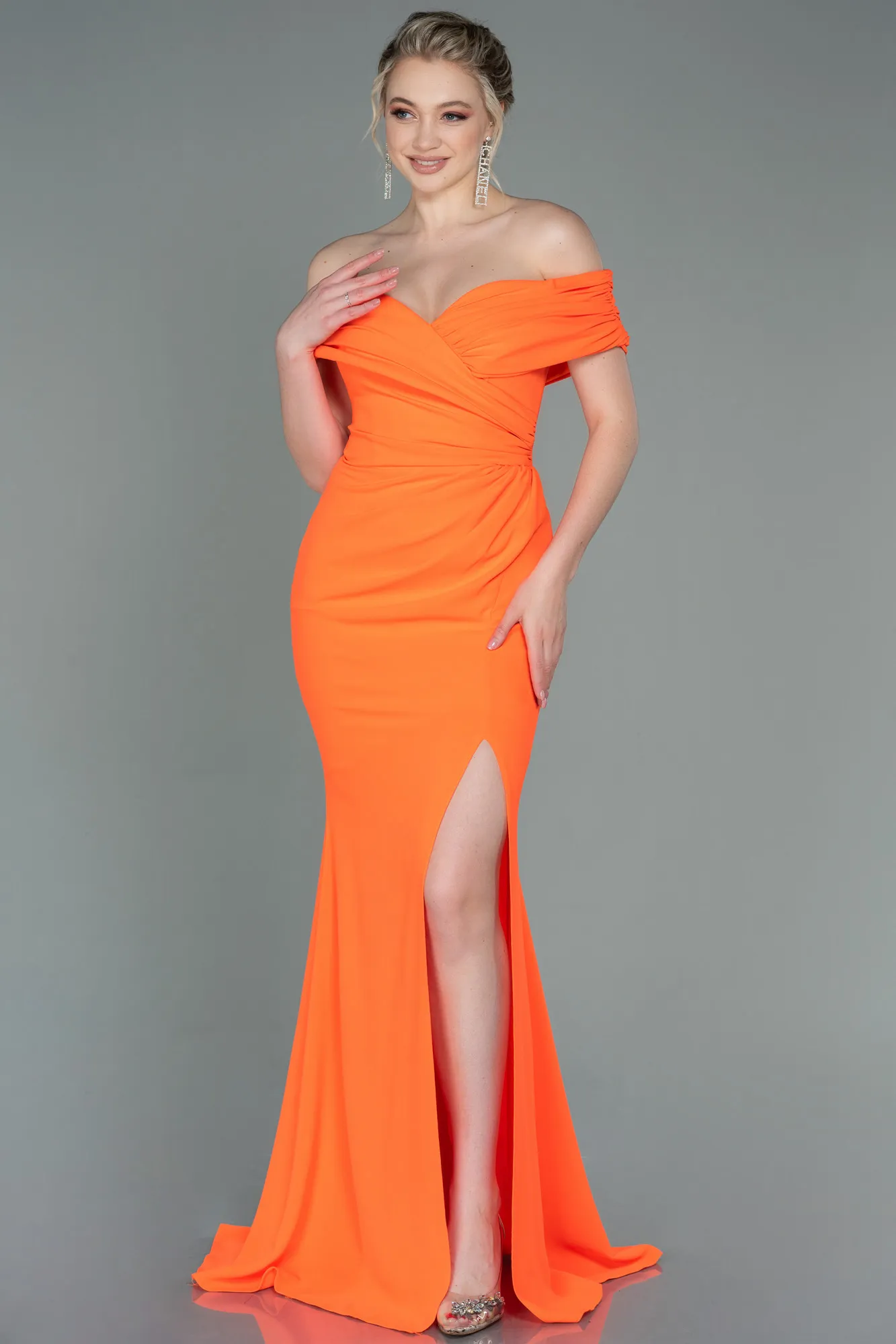 Orange-Long Evening Dress ABU3156