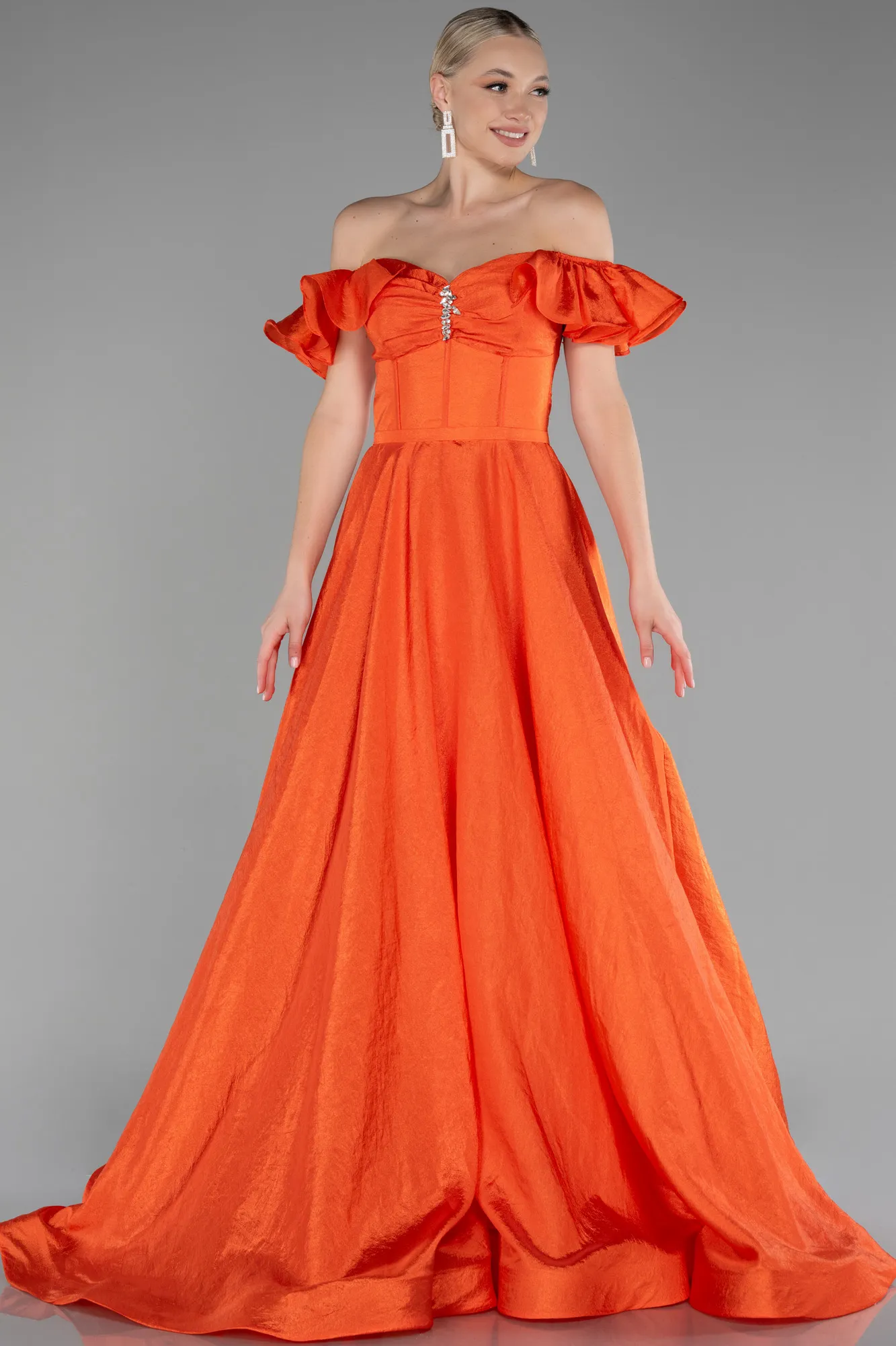 Orange-Long Evening Dress ABU3884