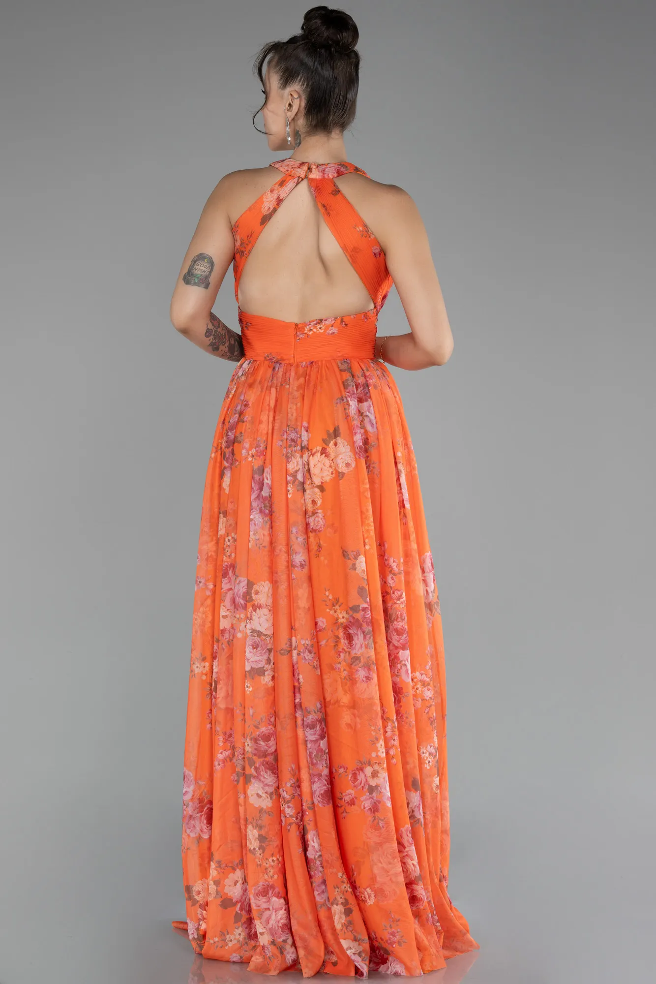 Orange-Long Evening Dress ABU4216