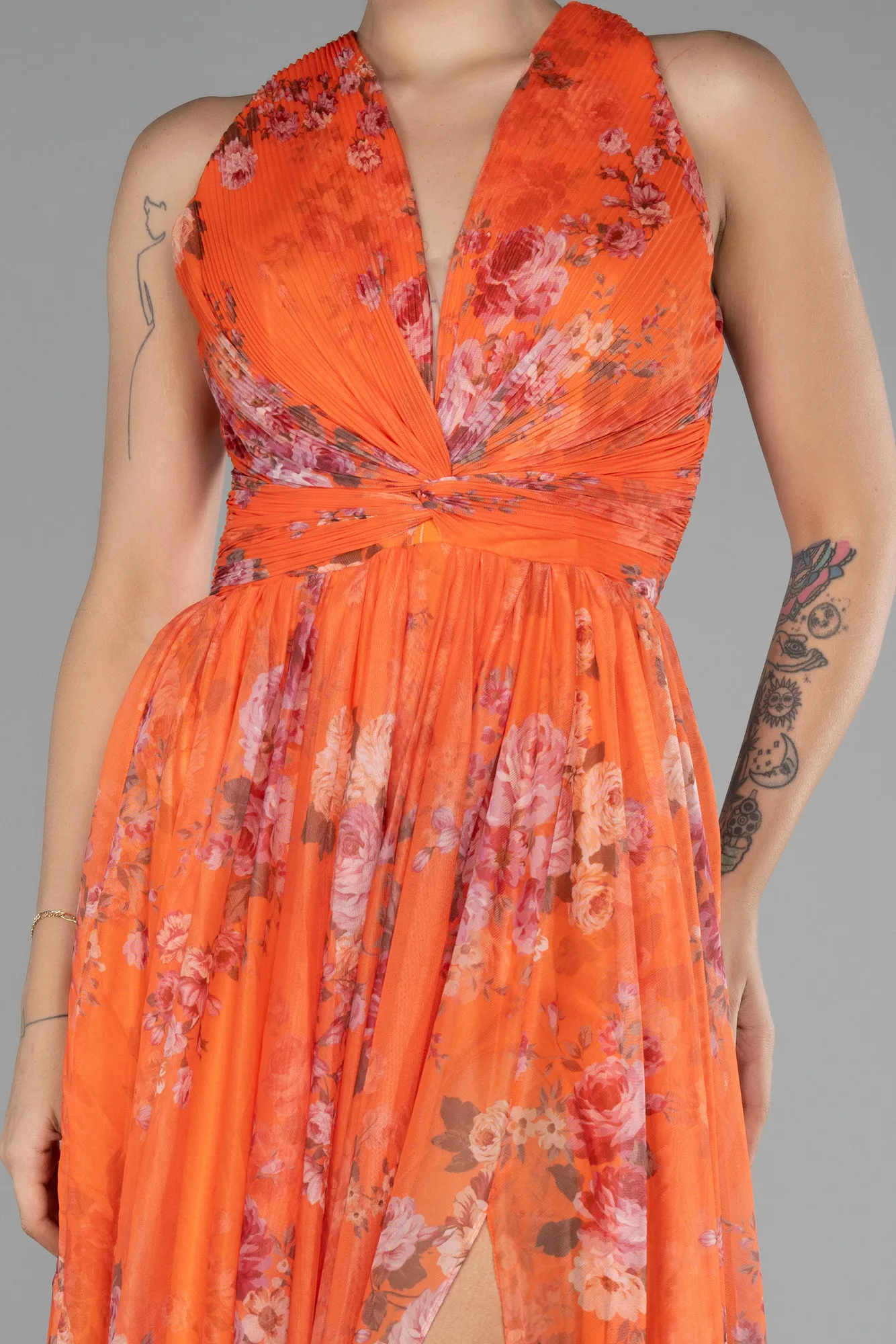 Orange-Long Evening Dress ABU4216