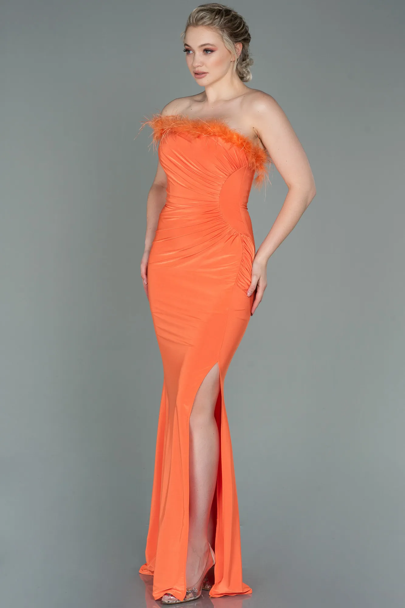 Orange-Long Mermaid Evening Dress ABU3048