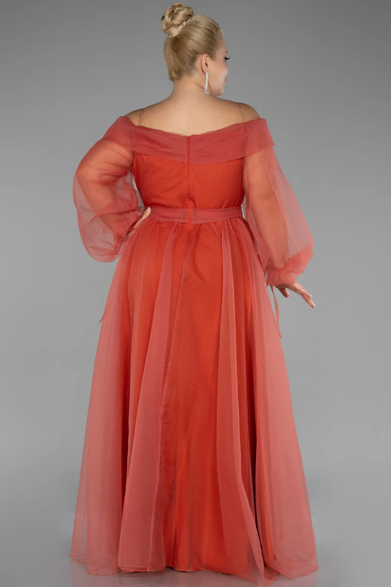 Orange-Long Oversized Evening Dress ABU1535