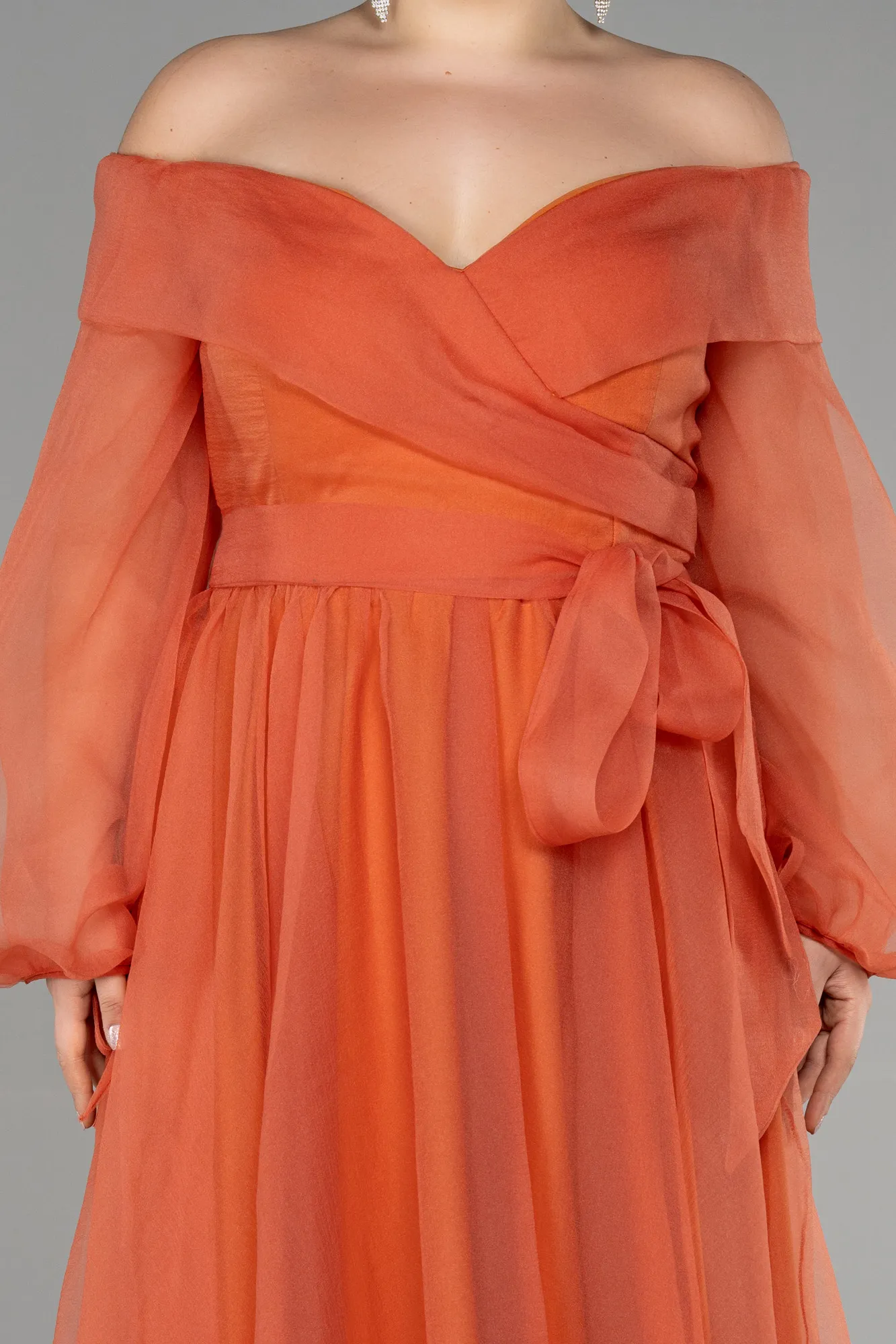 Orange-Long Oversized Evening Dress ABU1535