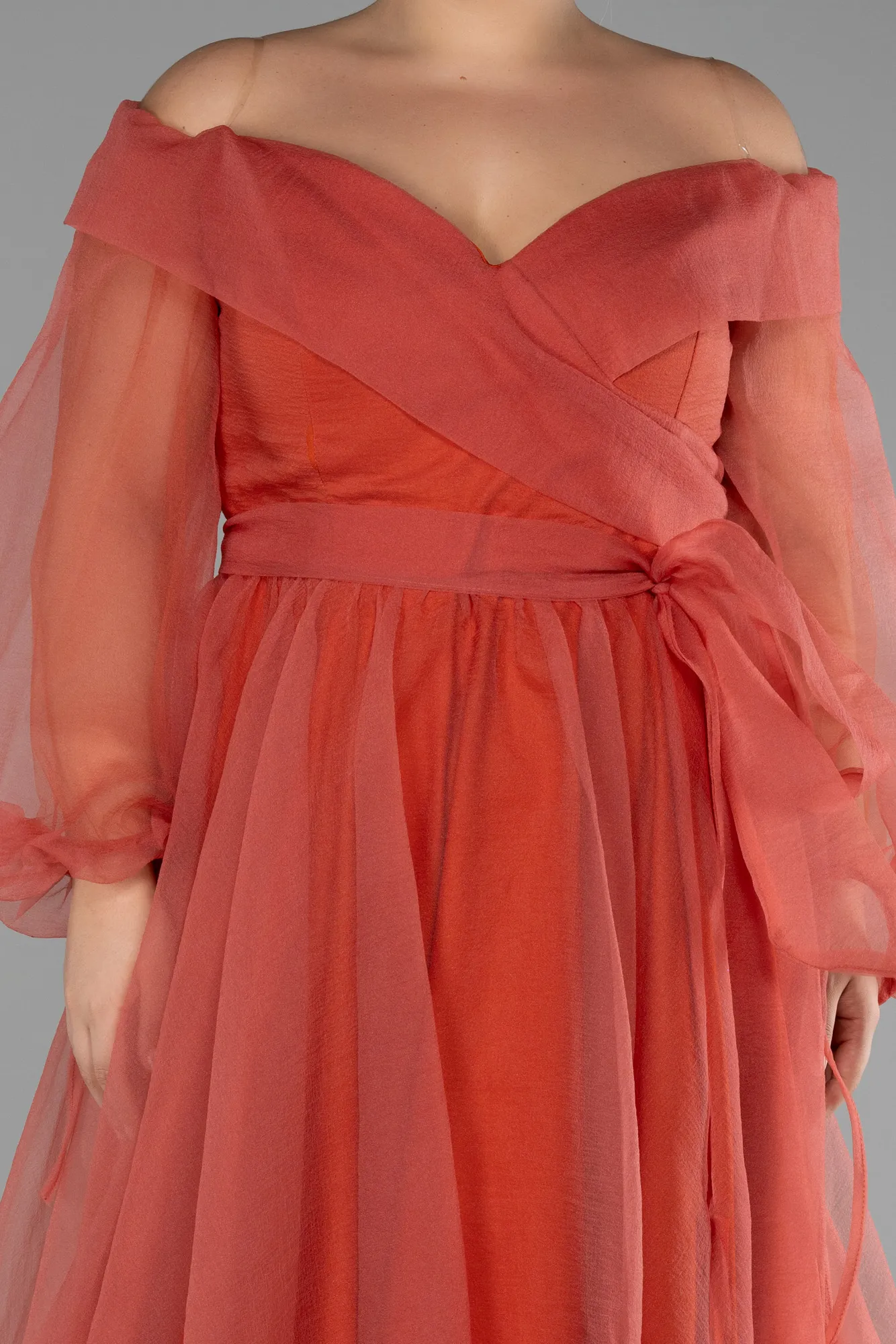 Orange-Long Oversized Evening Dress ABU1535