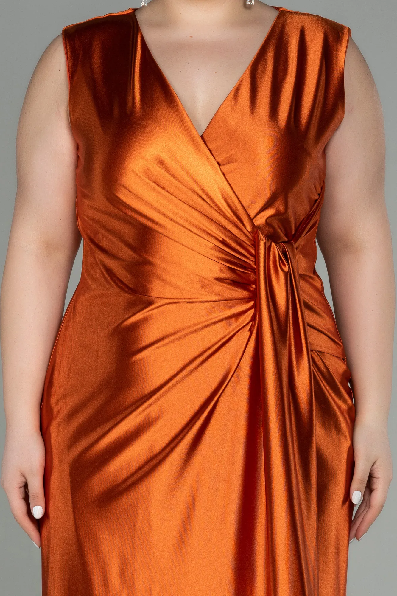 Orange-Long Plus Size Evening Dress ABU2366