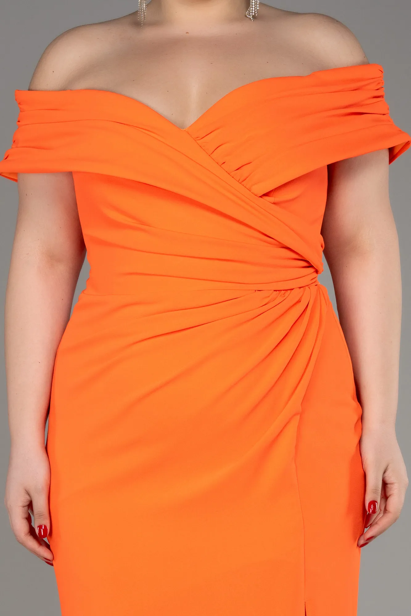 Orange-Long Plus Size Evening Dress ABU3172