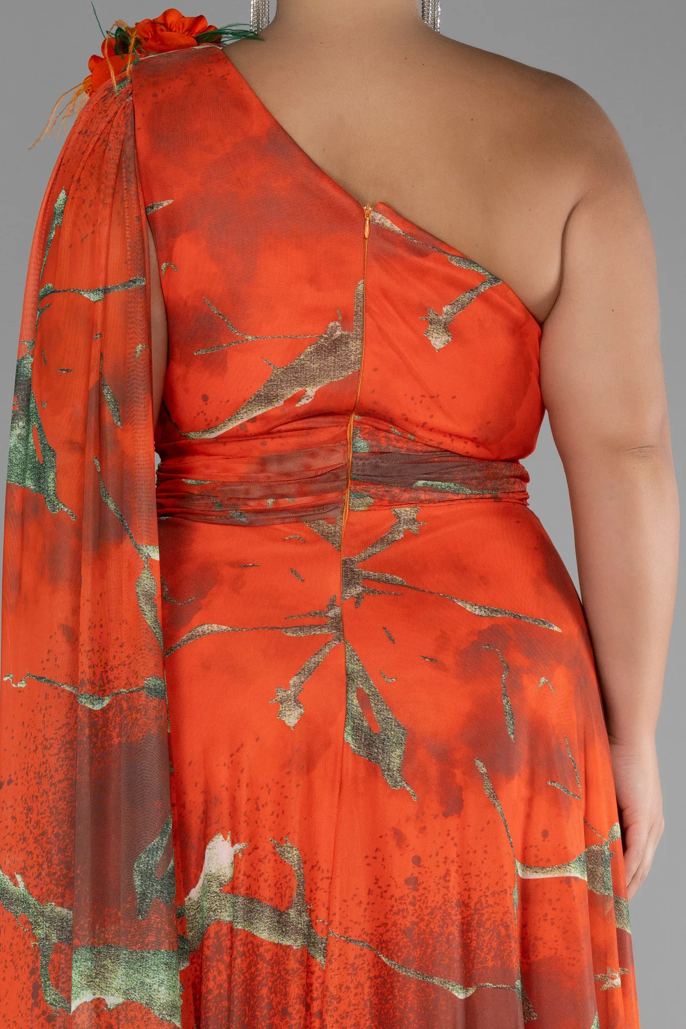 Orange-Long Plus Size Evening Gown ABU3744