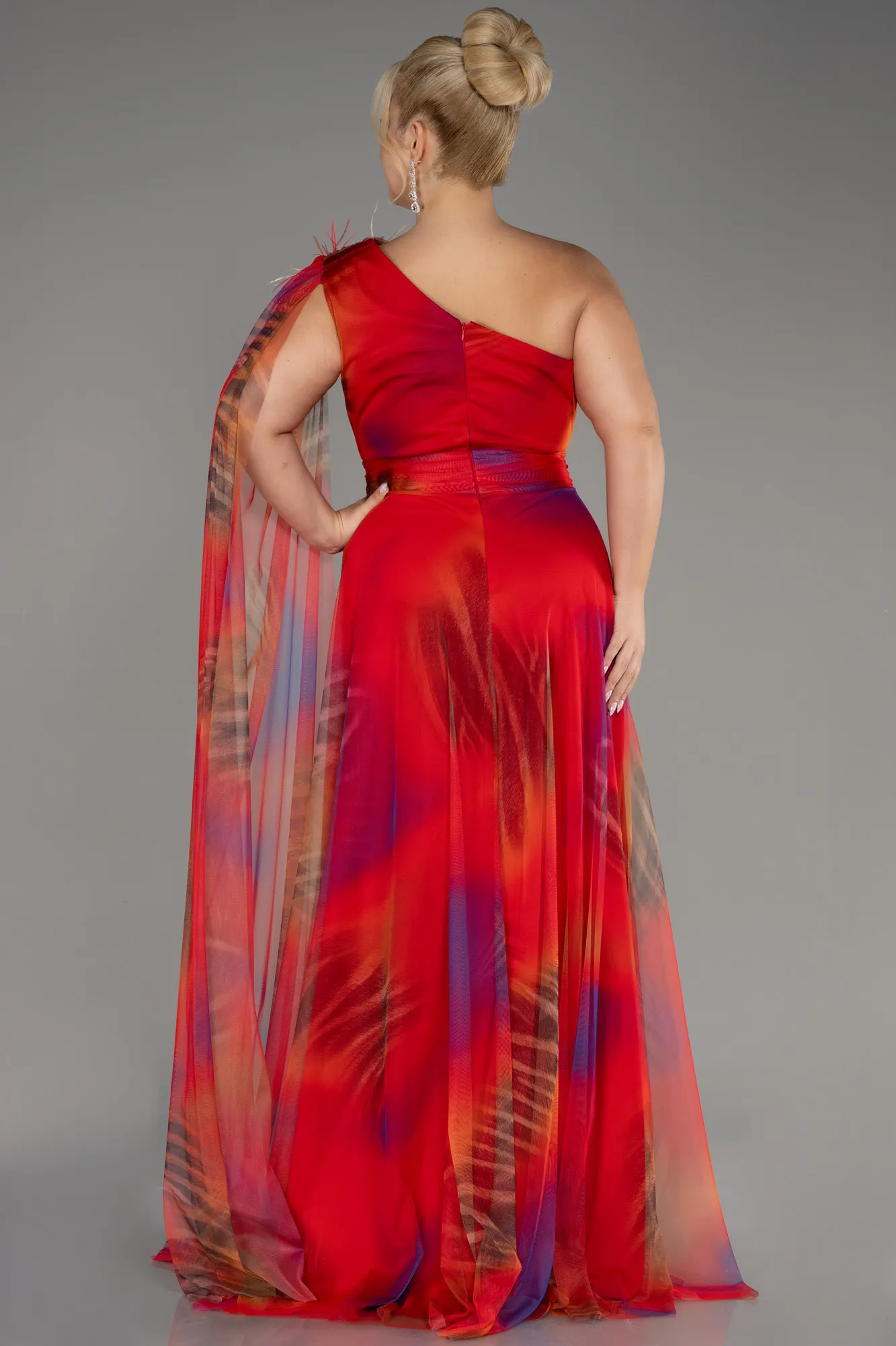 Orange-Long Plus Size Evening Gown ABU3993