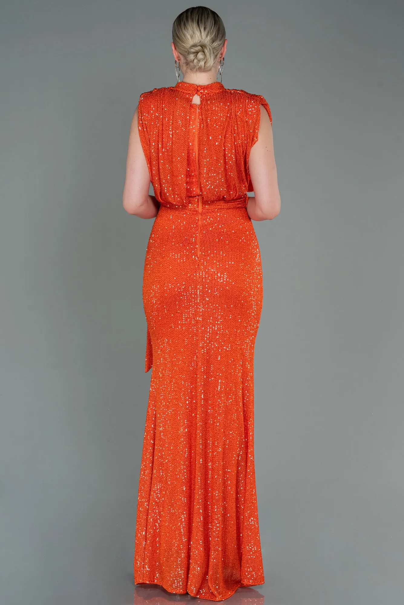 Orange-Long Scaly Evening Dress ABU2752