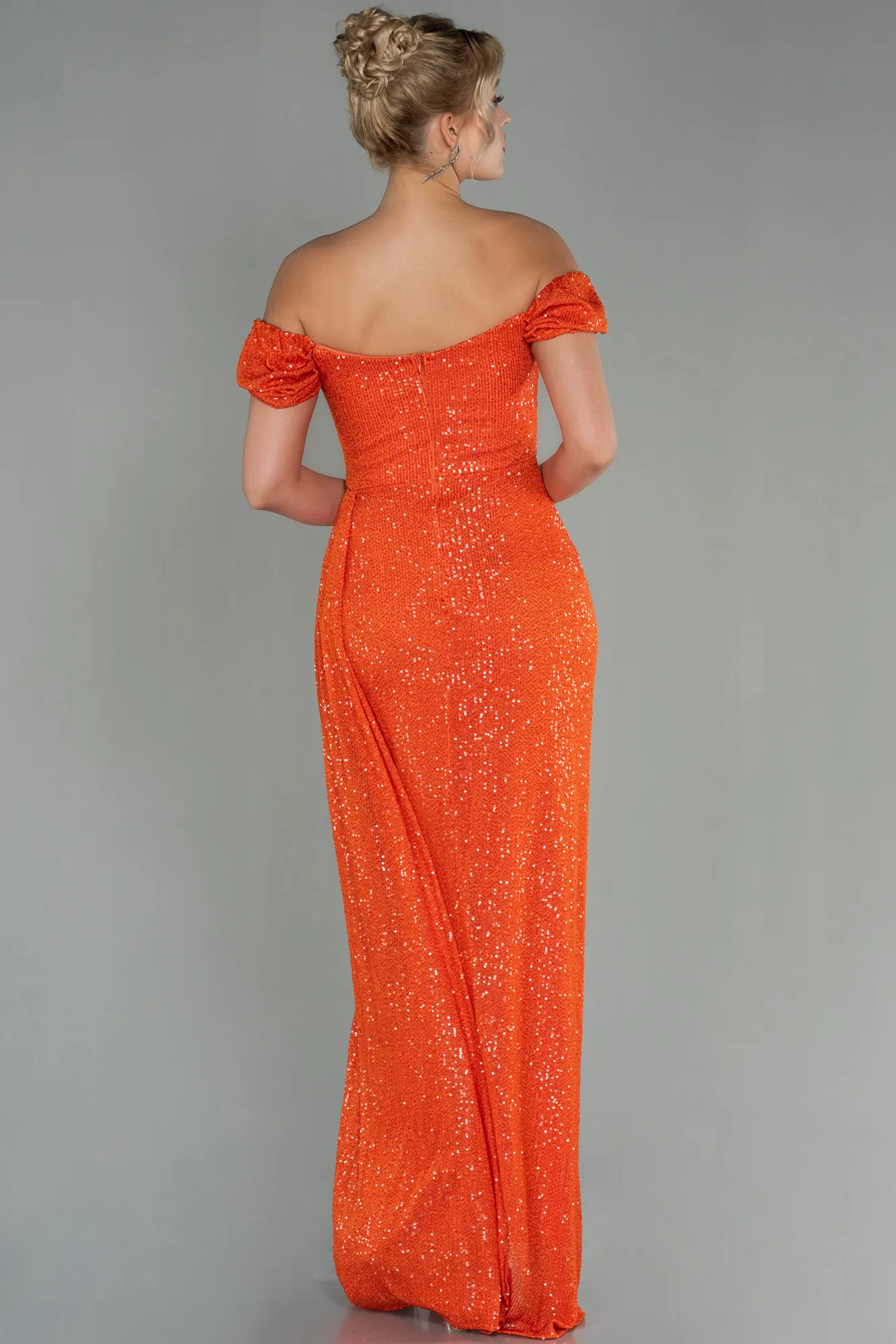 Orange-Long Scaly Evening Dress ABU2987