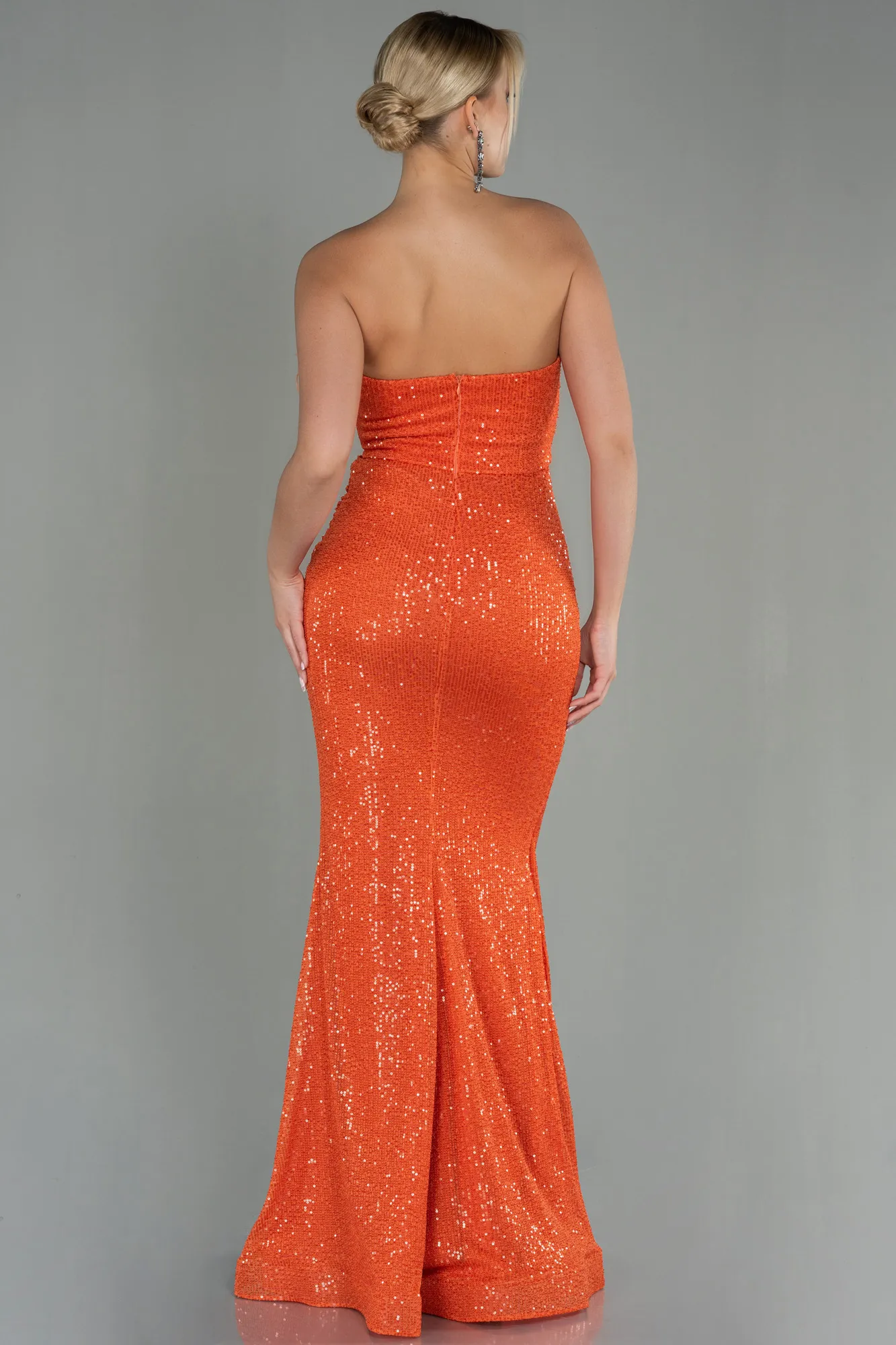 Orange-Long Scaly Mermaid Evening Dress ABU3071