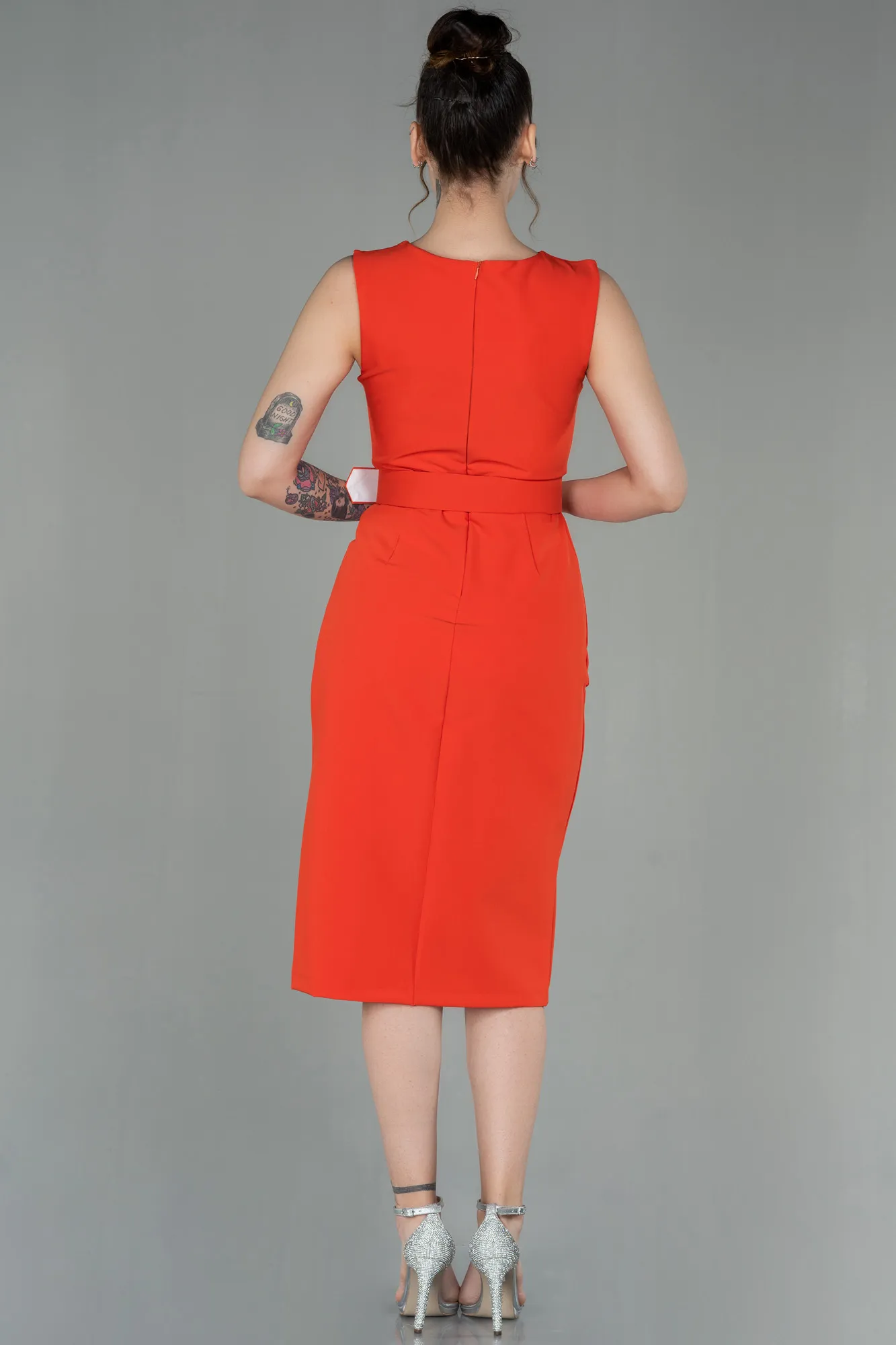 Orange-Midi Invitation Dress ABK1045