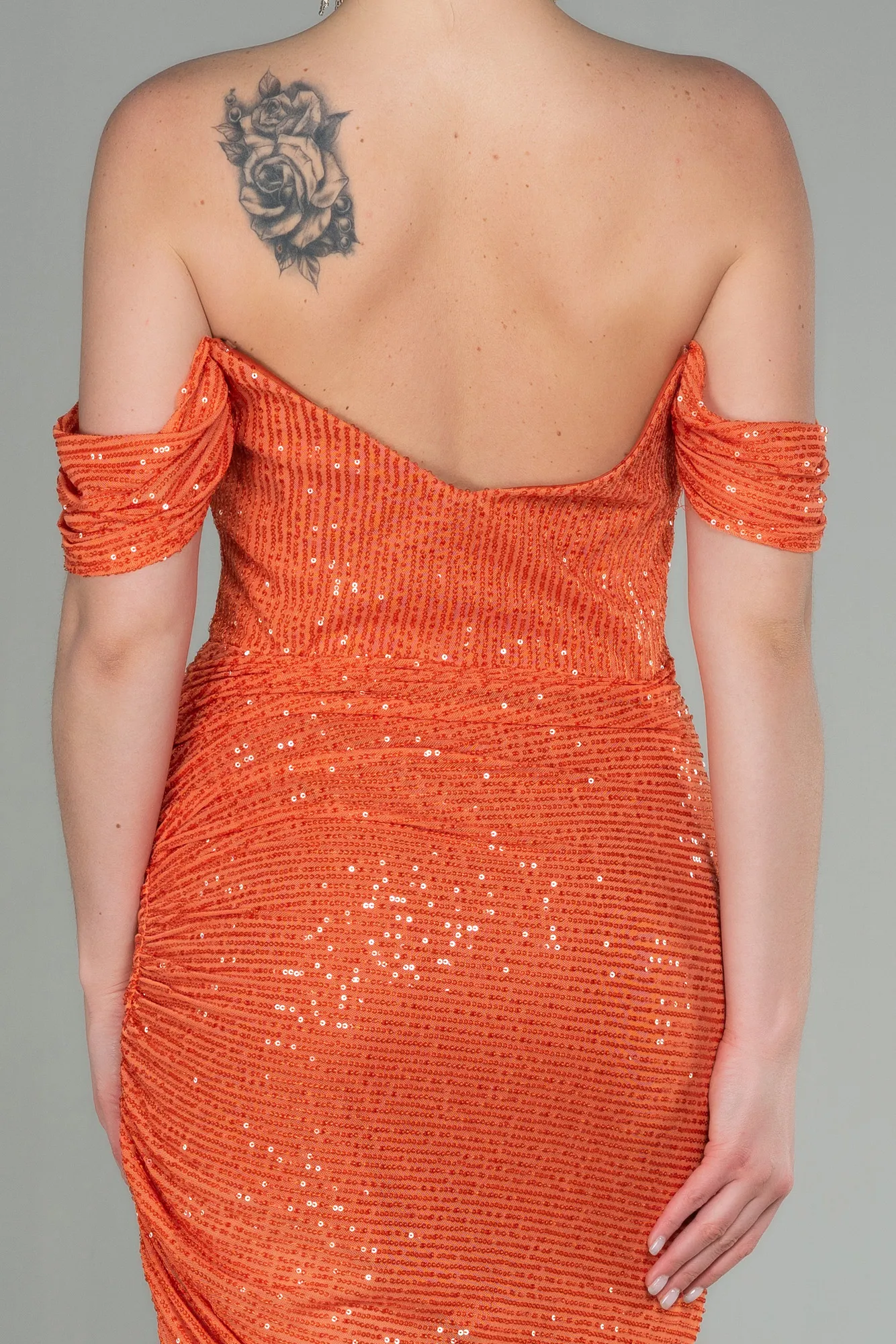 Orange-Short Scaly Invitation Dress ABK1602