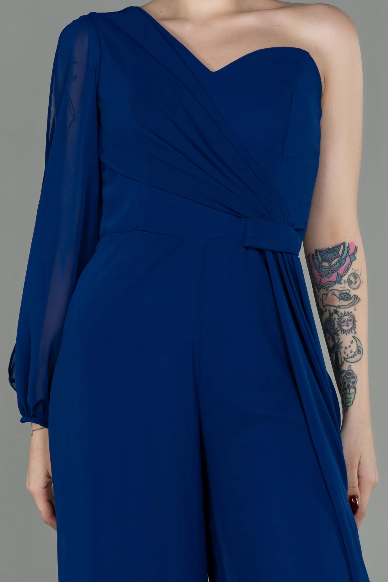 Parlement Blue-Long Chiffon Invitation Dress ABT078