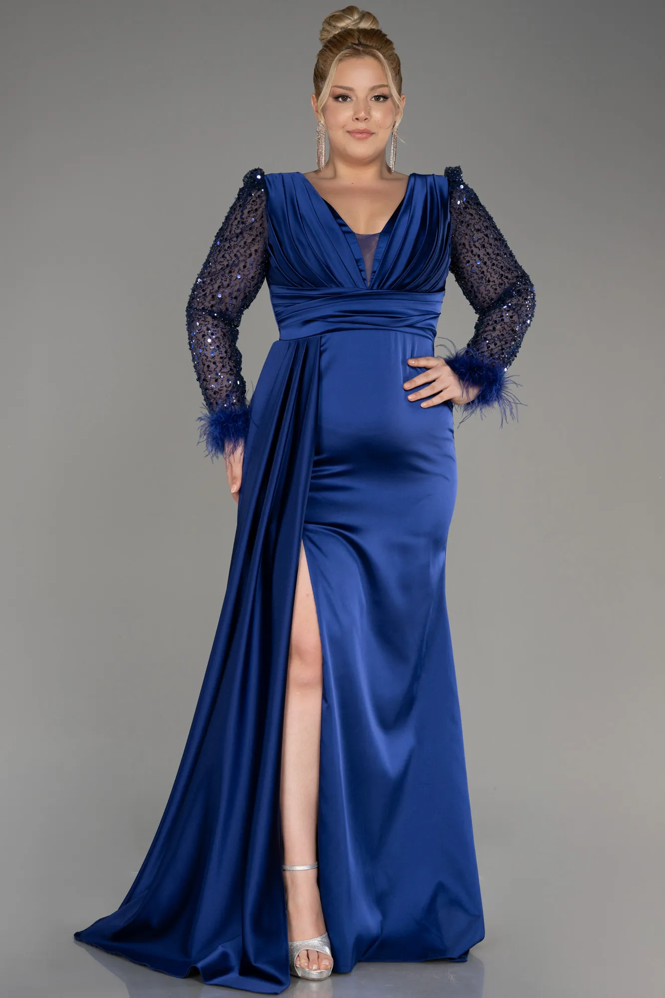 Parlement Blue-Long Plus Size Evening Dress ABU3237