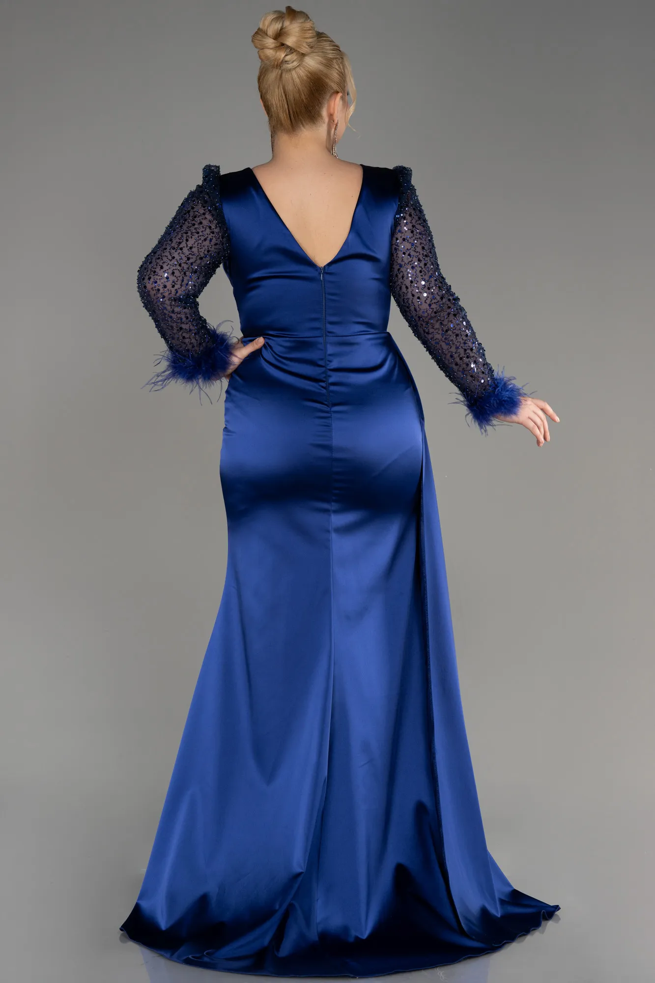 Parlement Blue-Long Plus Size Evening Dress ABU3237