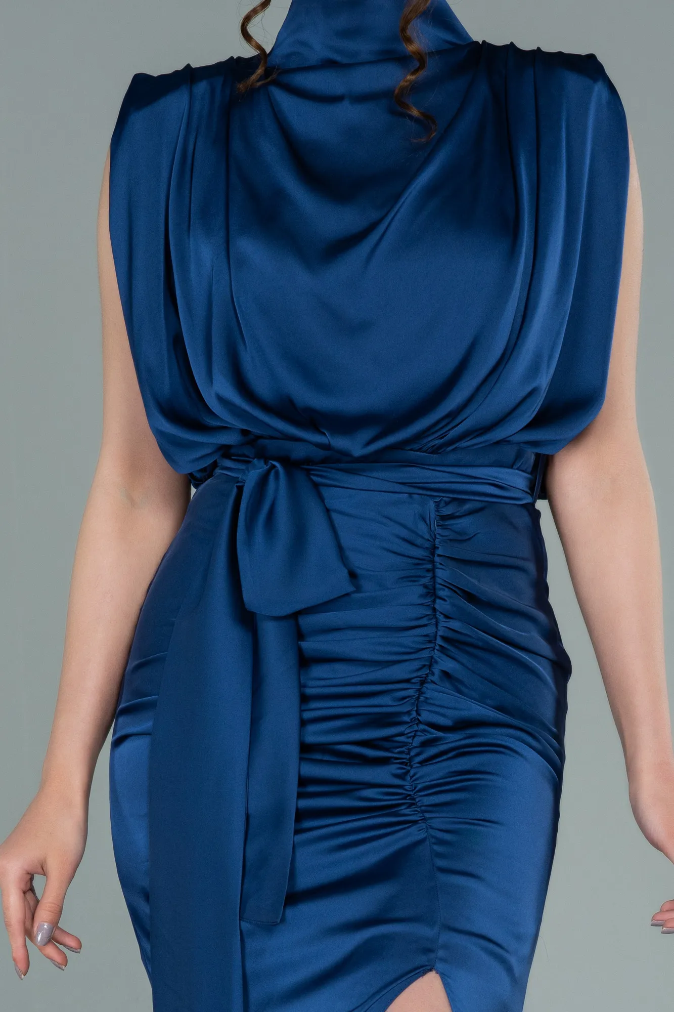 Parlement Blue-Long Satin Evening Dress ABU2133