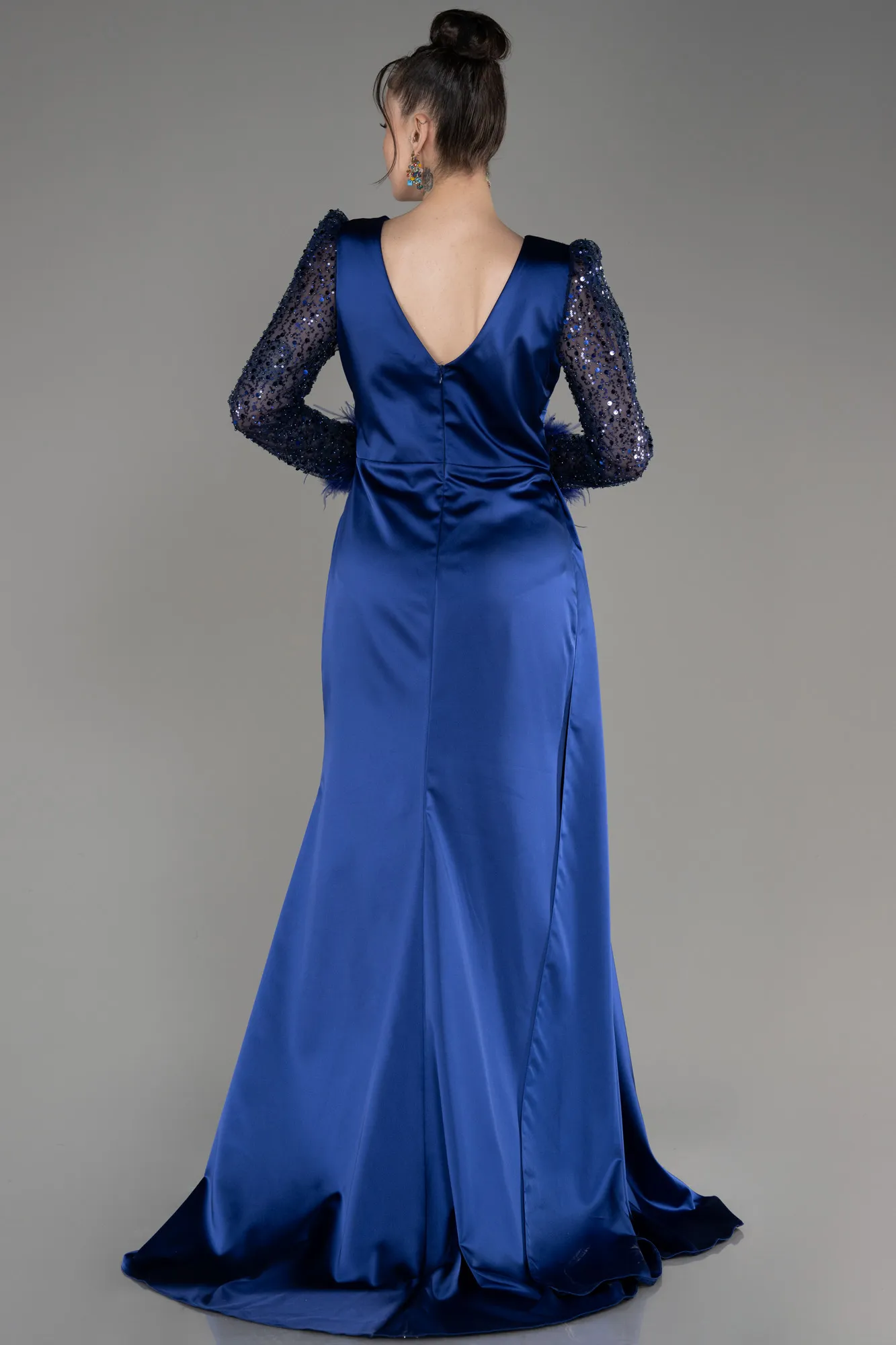 Parlement Blue-Long Satin Evening Dress ABU3080