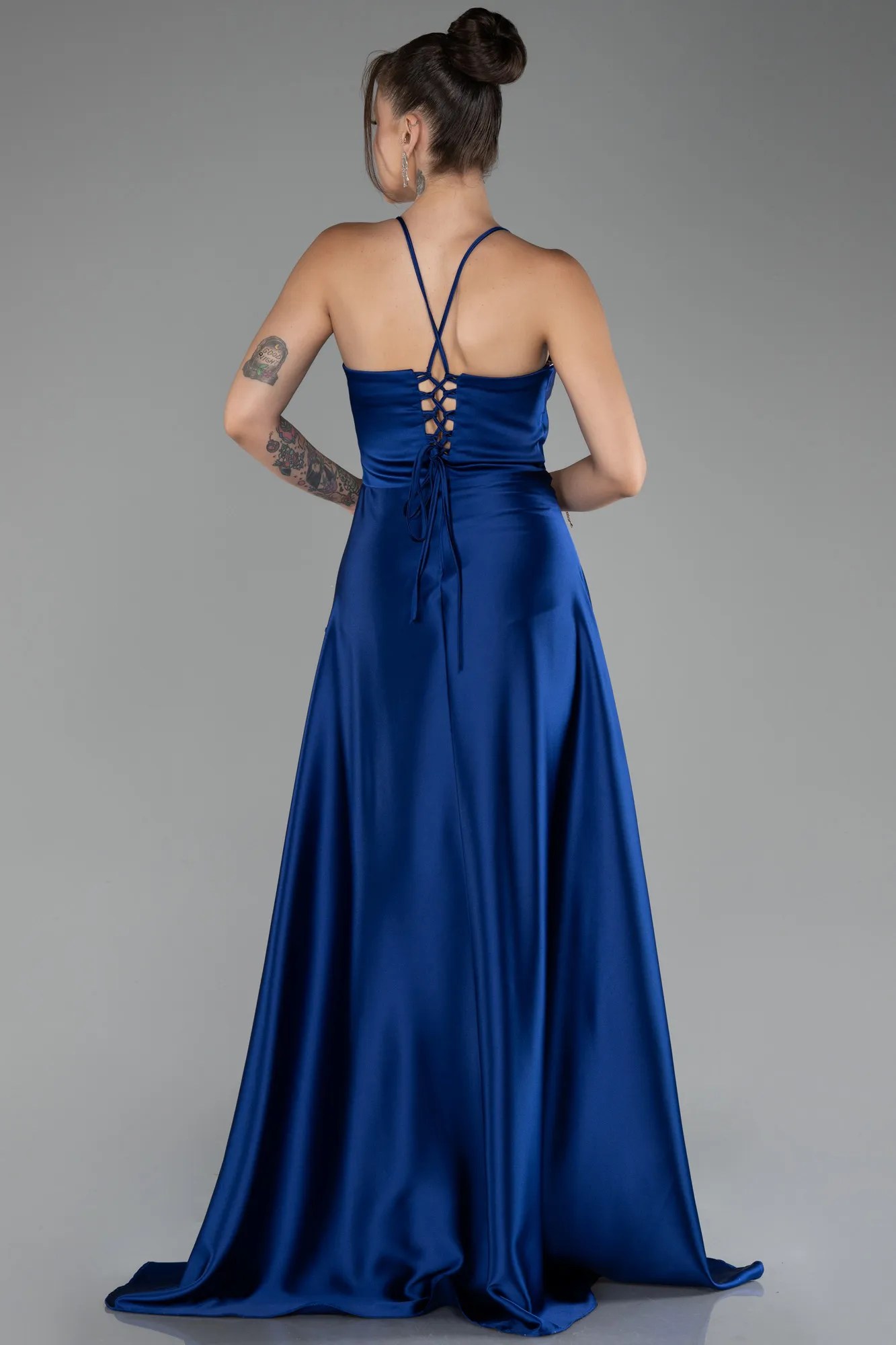 Parlement Blue-Long Satin Prom Gown ABU3242