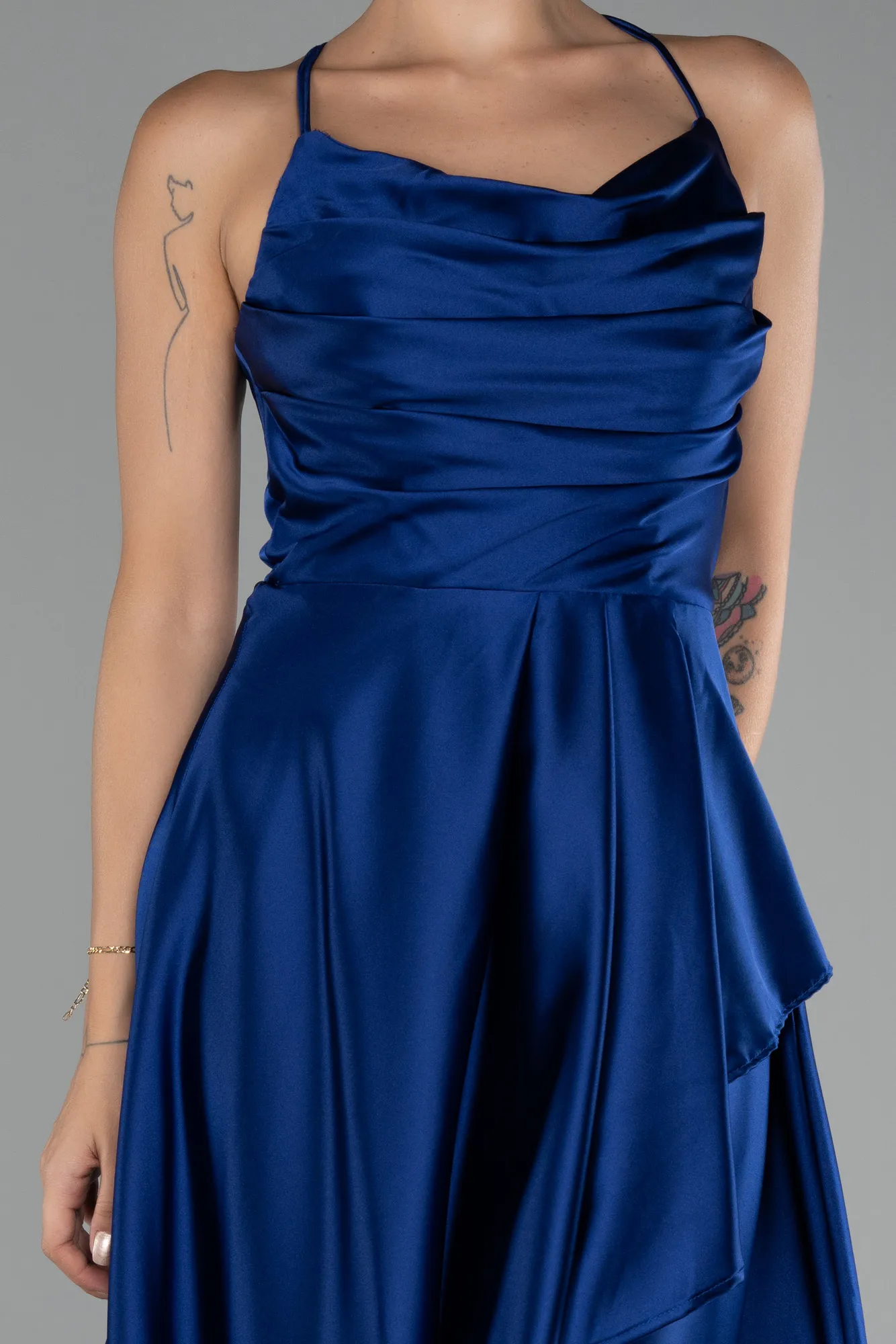 Parlement Blue-Long Satin Prom Gown ABU3242