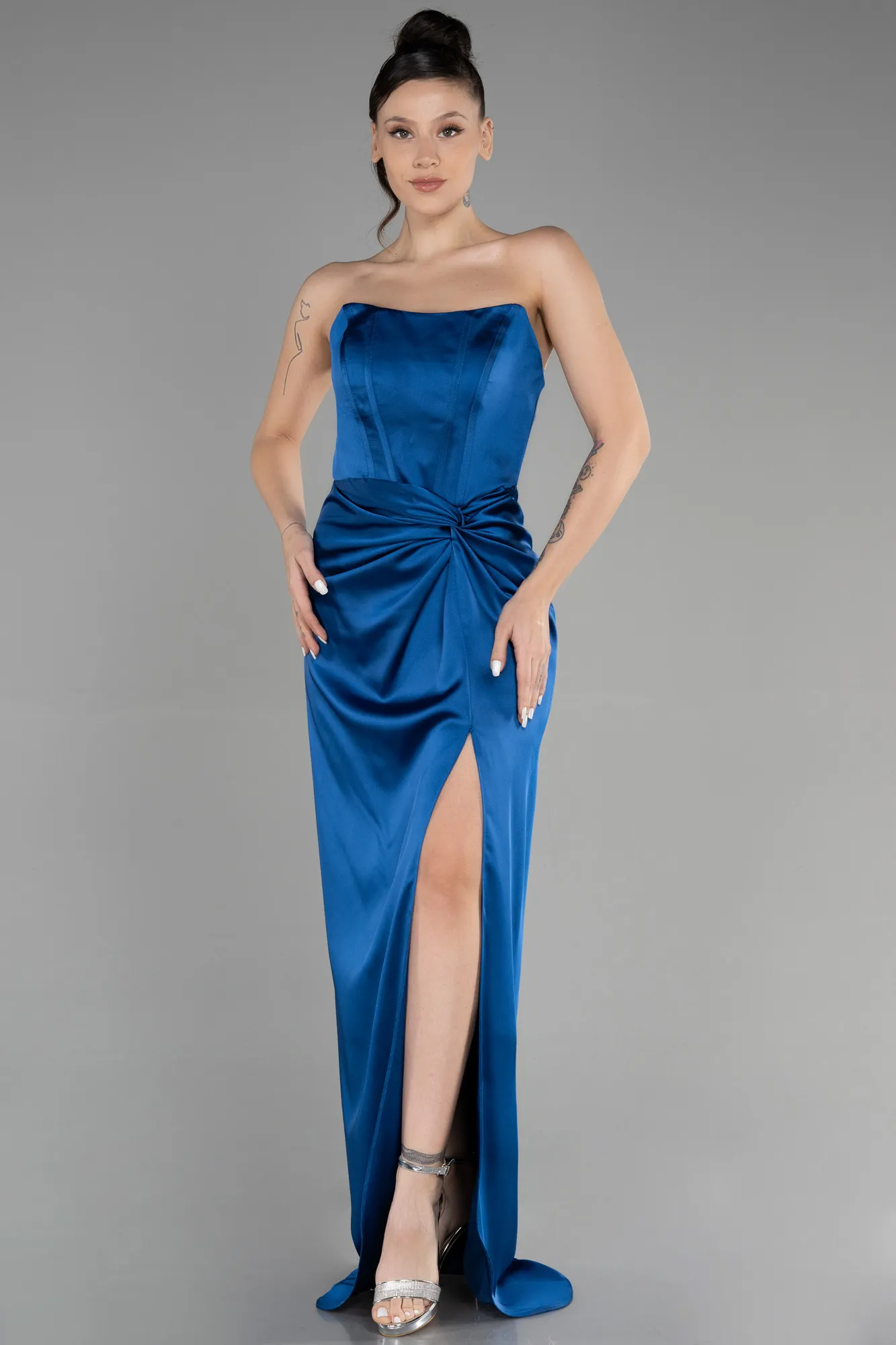 Parlement Blue-Long Satin Prom Gown ABU3474
