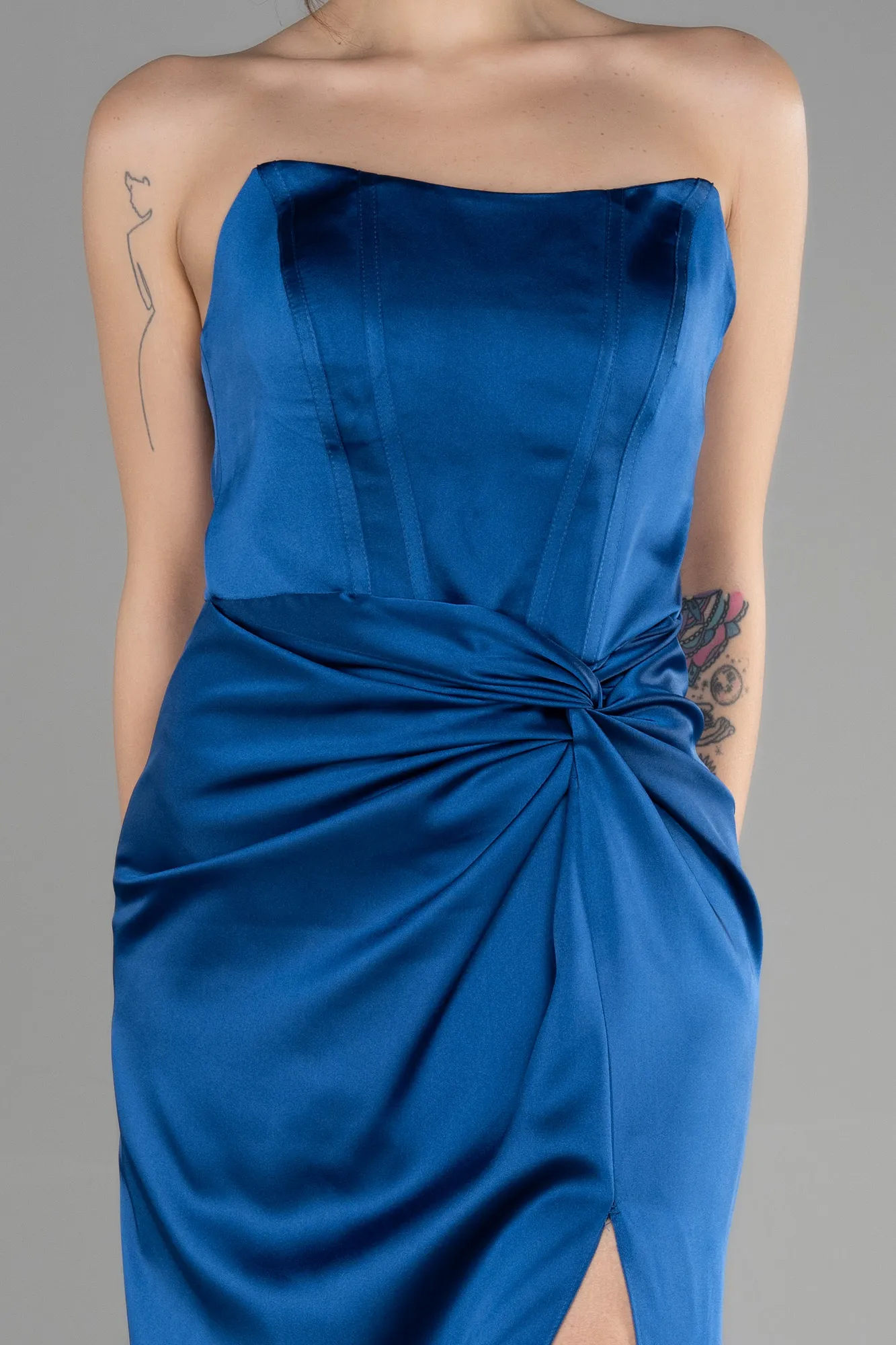 Parlement Blue-Long Satin Prom Gown ABU3474