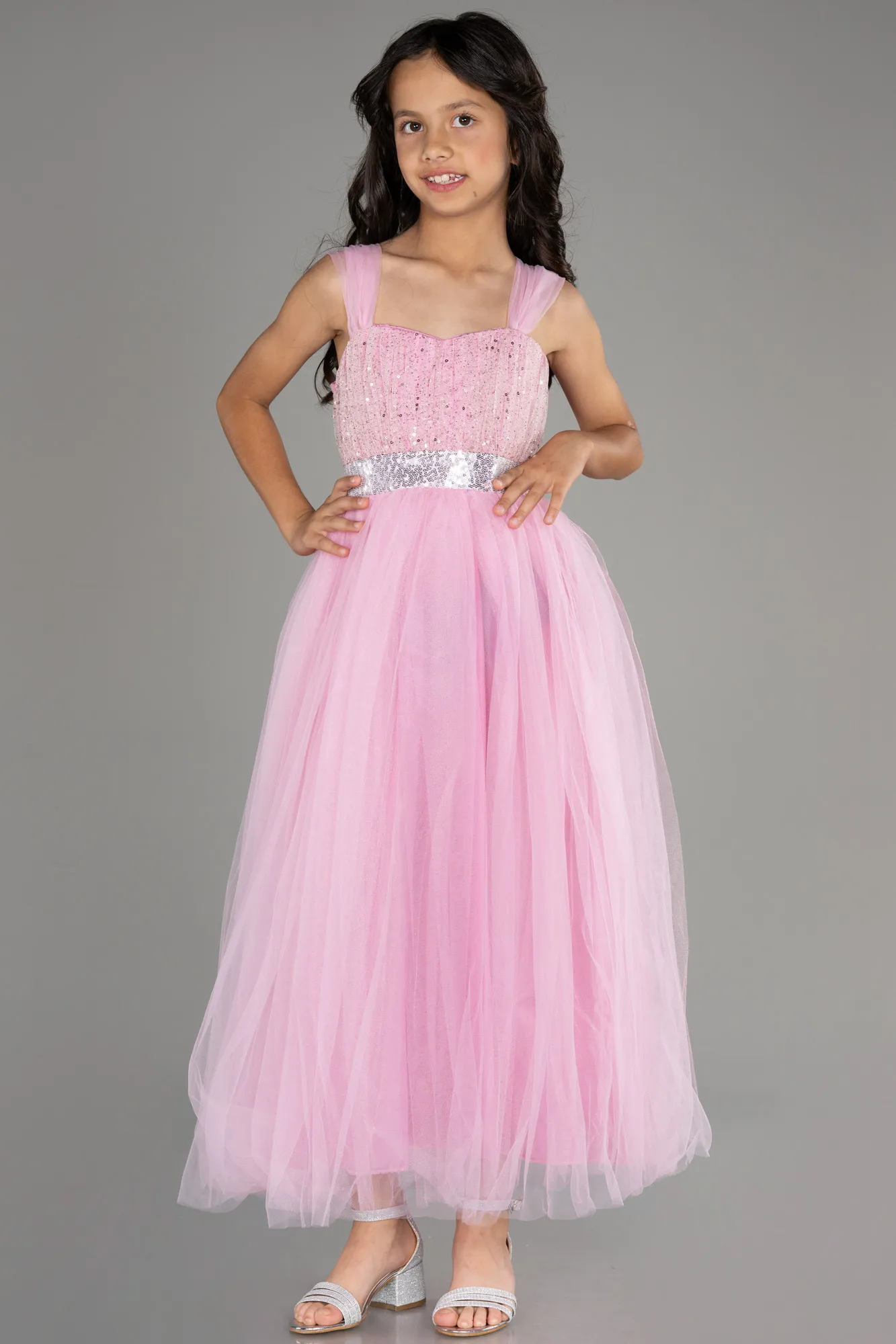 Pink-Long Girl Dress ABU3566