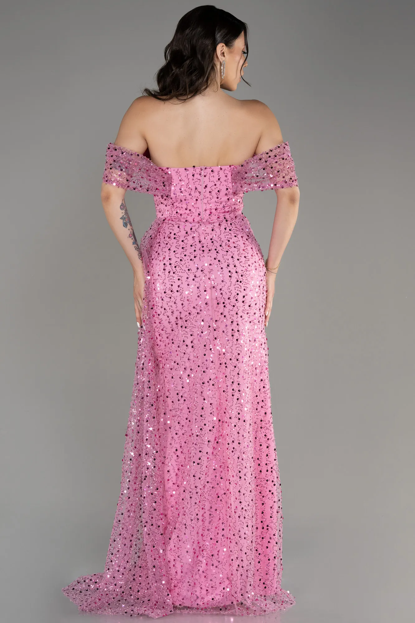 Pink-Long Scaly Evening Dress ABU3577