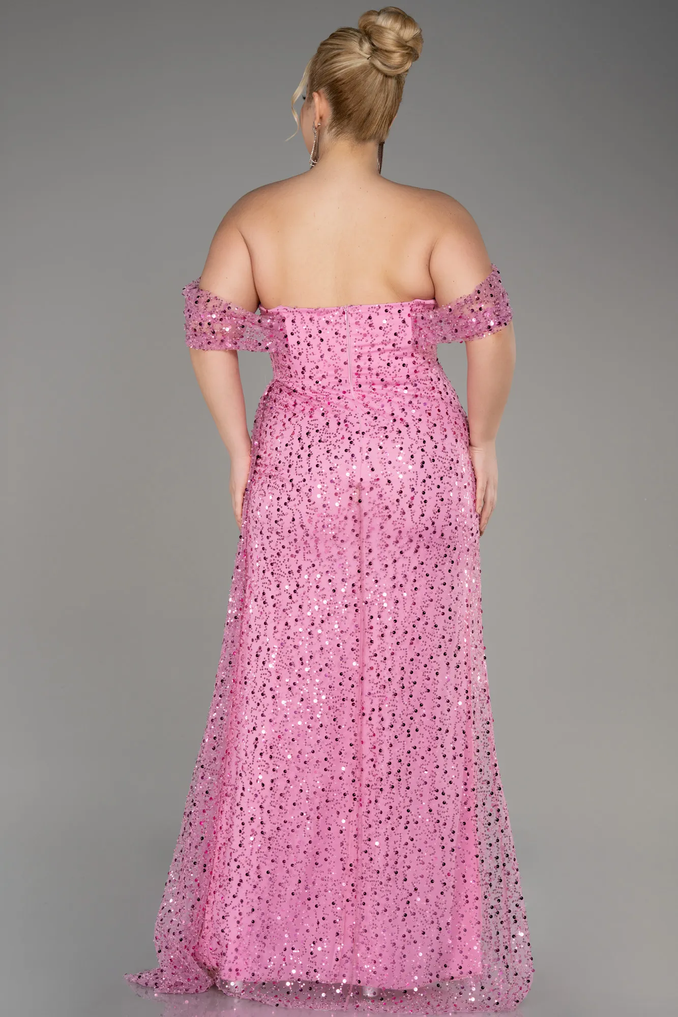 Pink-Long Scaly Plus Size Engagement Dress ABU3579