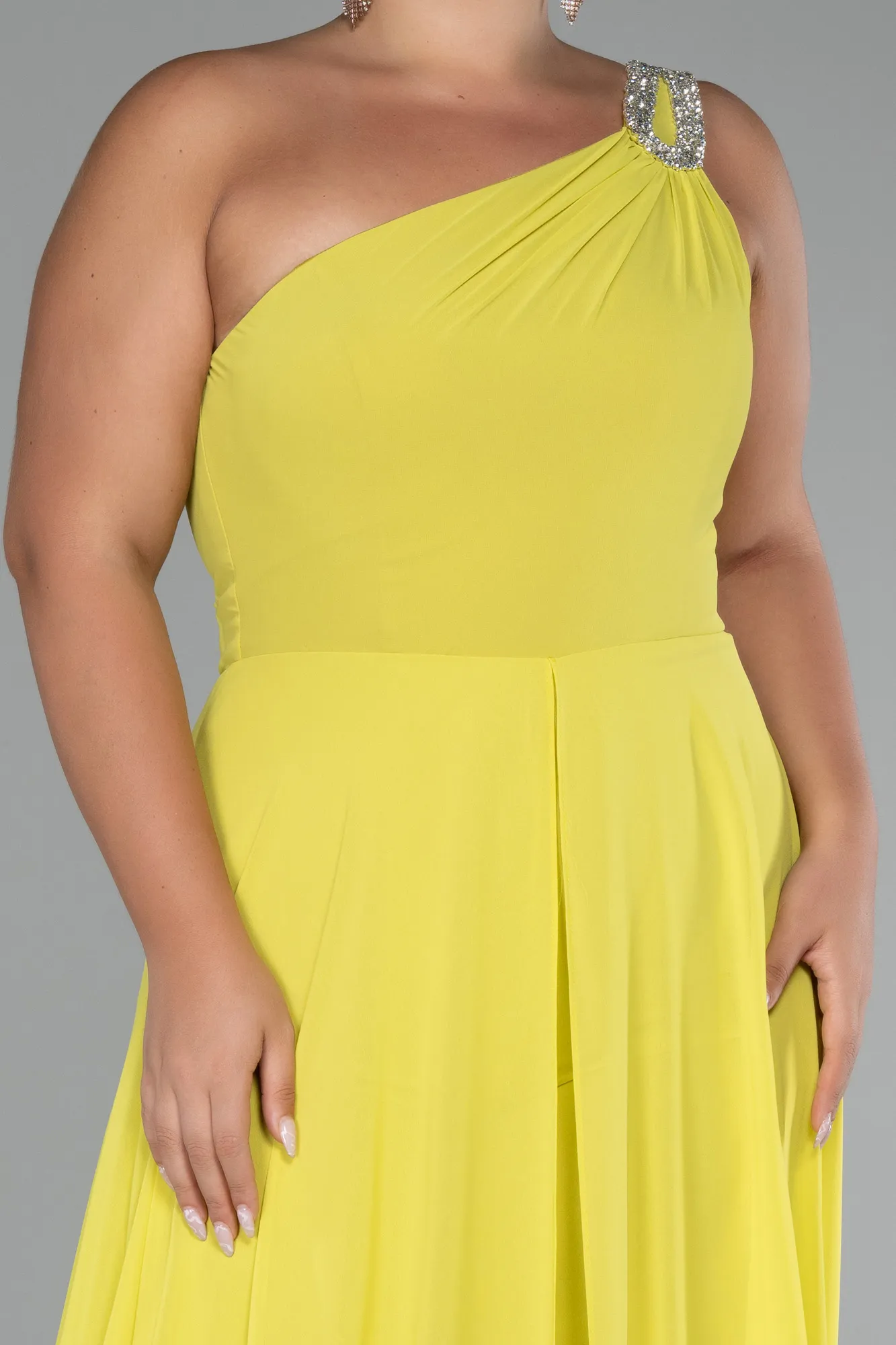 Pistachio Green-Chiffon Plus Size Evening Dress Jumpsuit ABT119