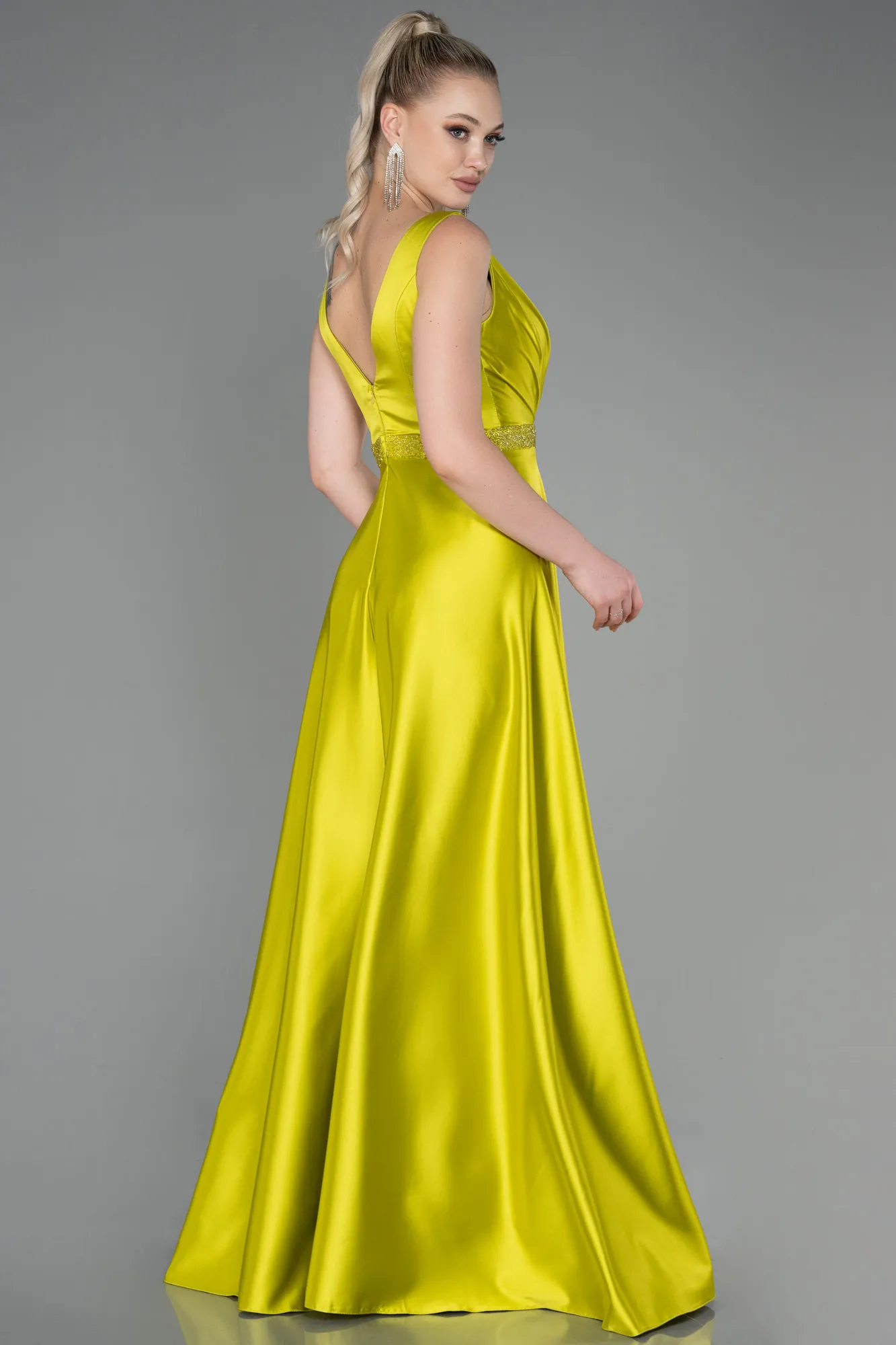 Pistachio Green-Long Engagement Dress ABU3199