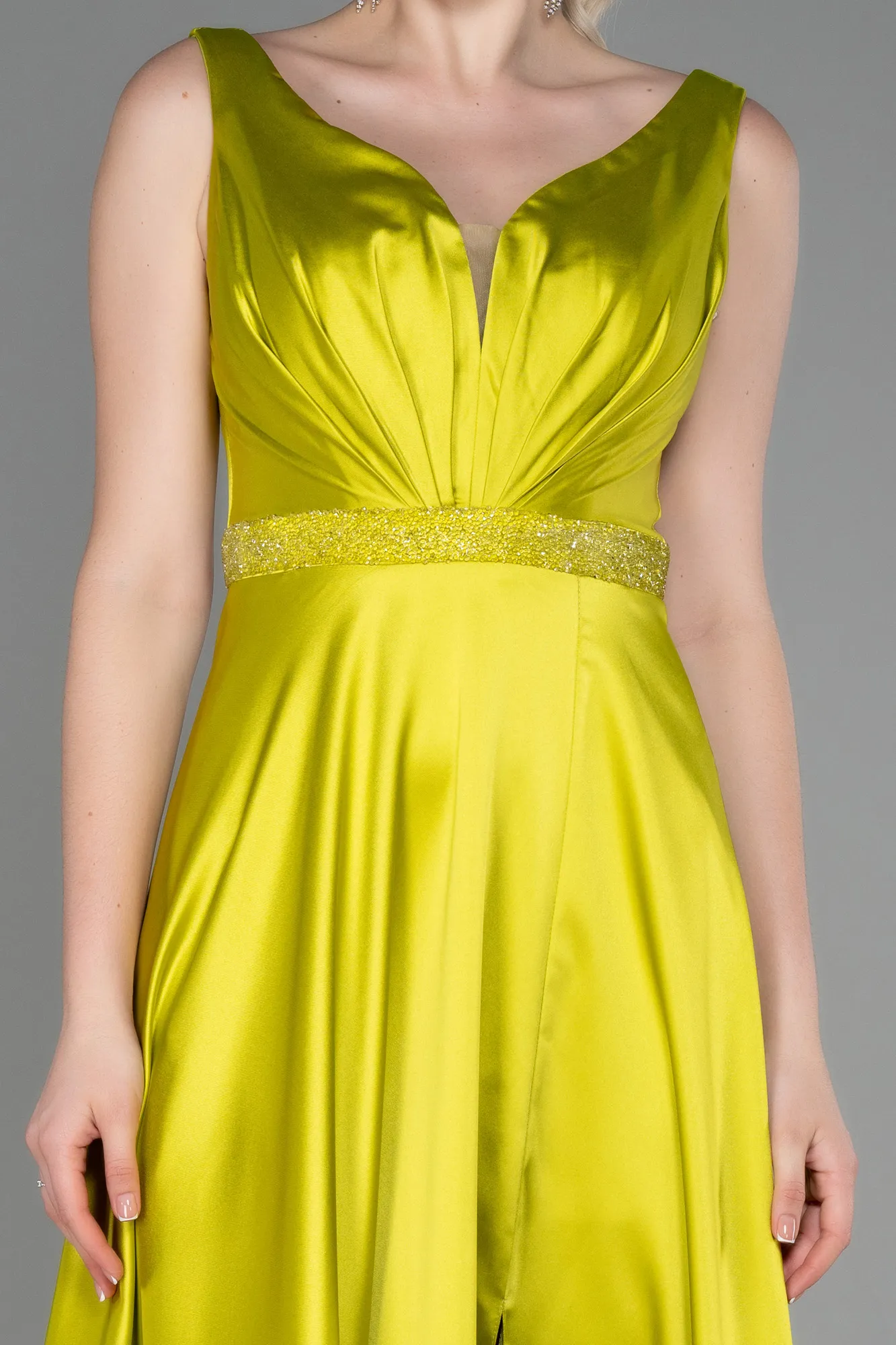 Pistachio Green-Long Engagement Dress ABU3199