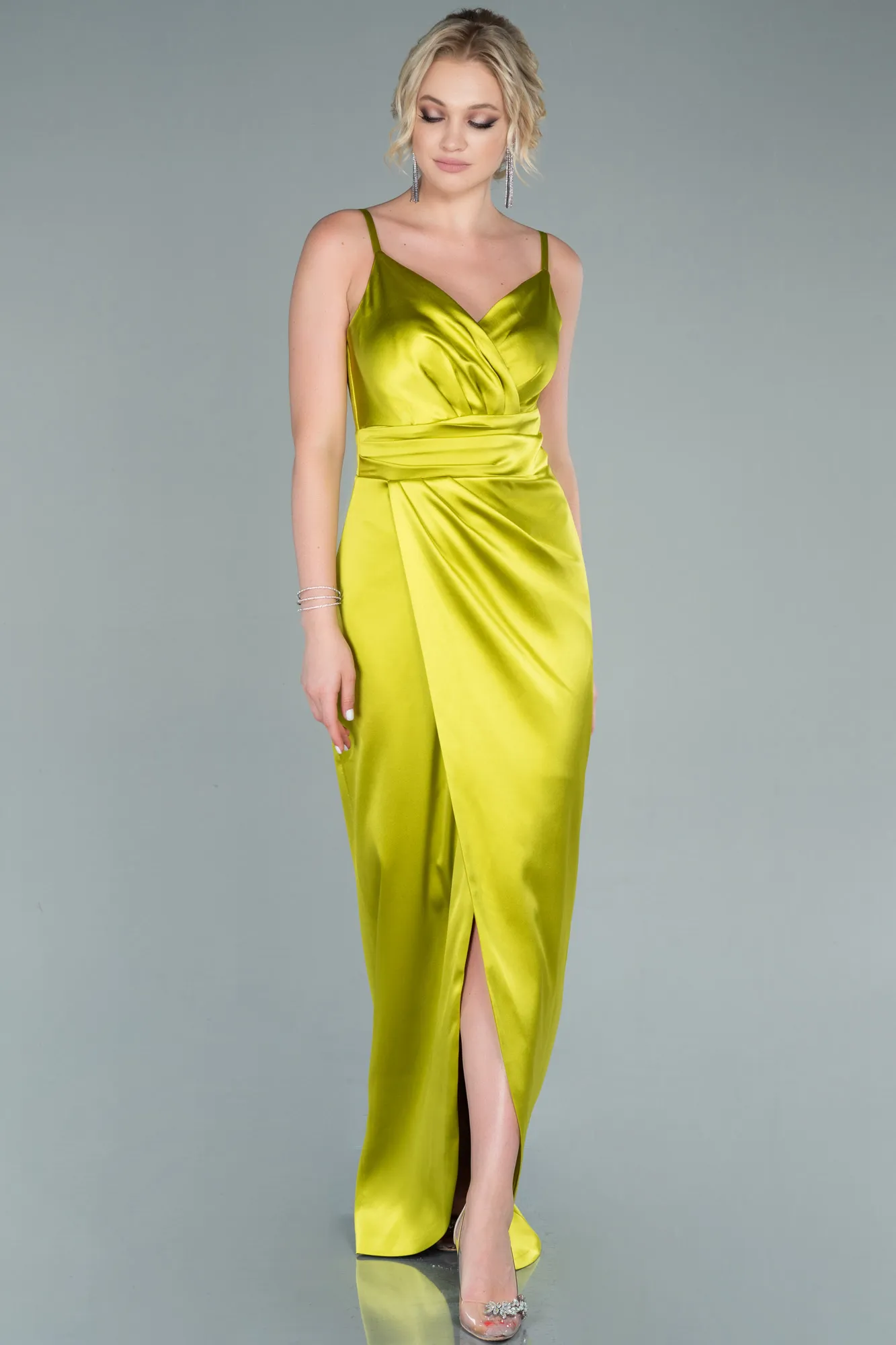 Pistachio Green-Long Engagement Dress ABU564