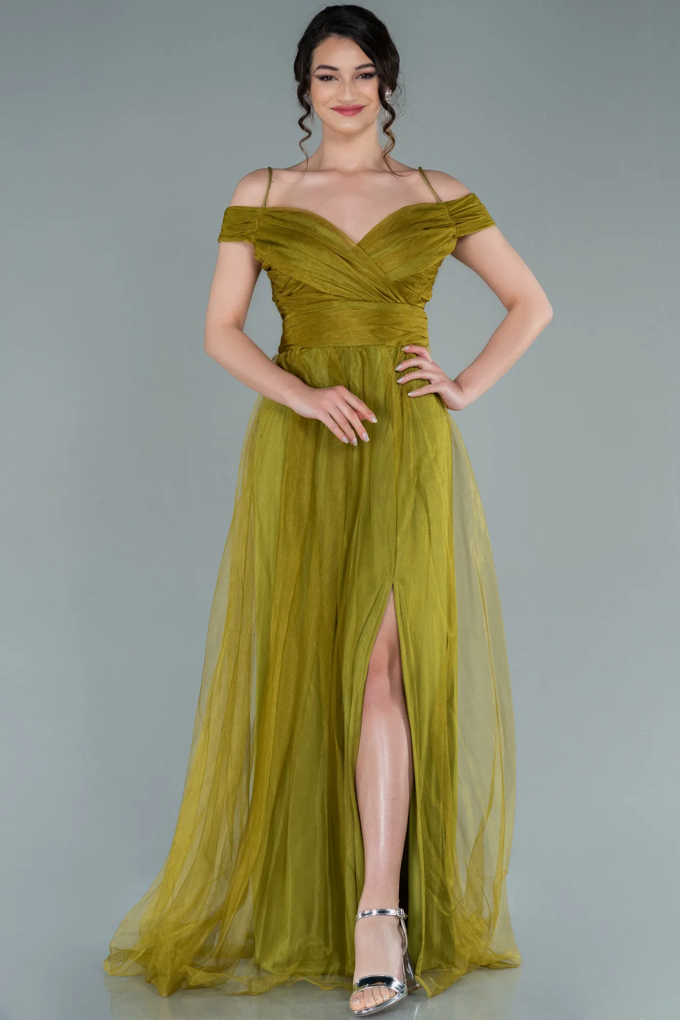 Pistachio Green-Long Evening Dress ABU2336