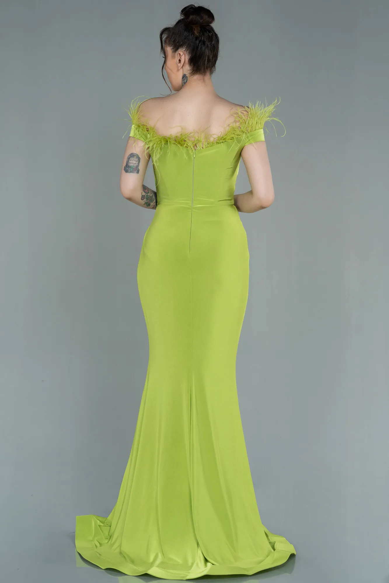 Pistachio Green-Long Evening Dress ABU2906