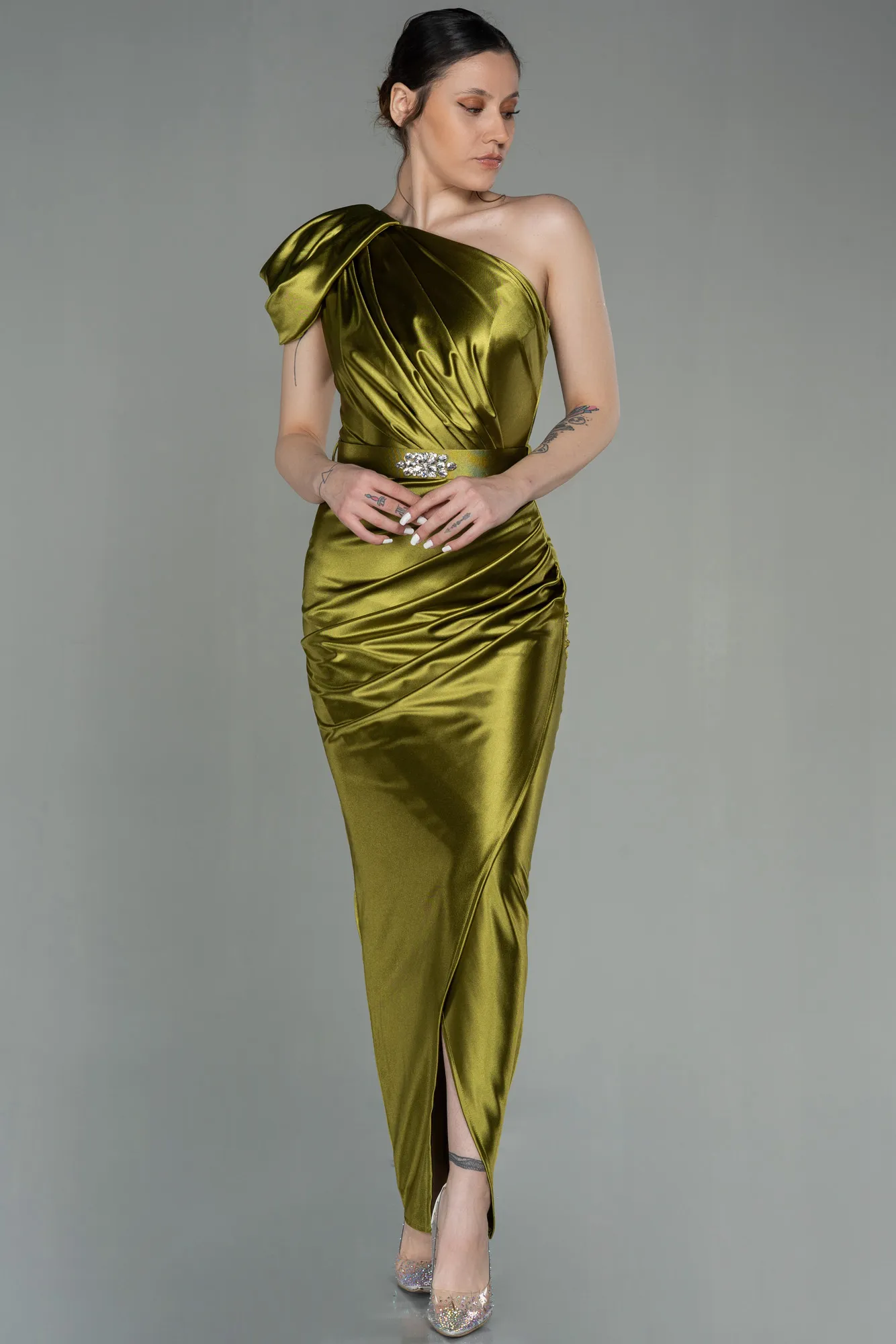 Pistachio Green-Long Evening Dress ABU2982