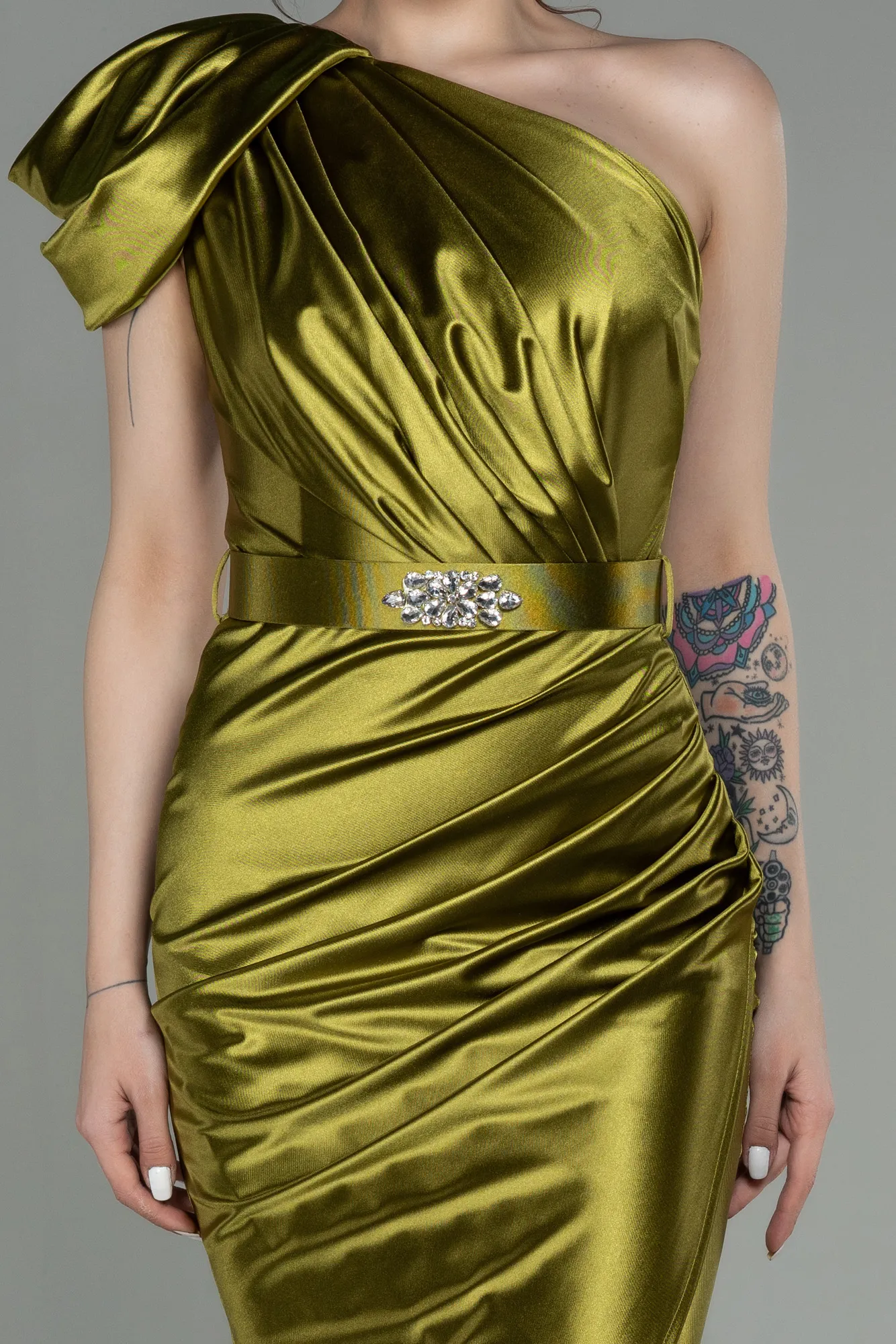 Pistachio Green-Long Evening Dress ABU2982