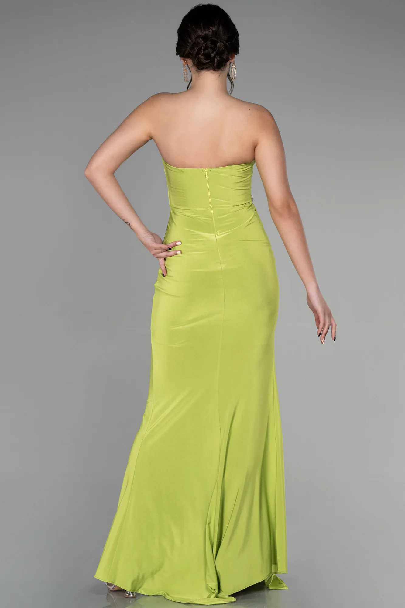 Pistachio Green-Long Evening Dress ABU3342