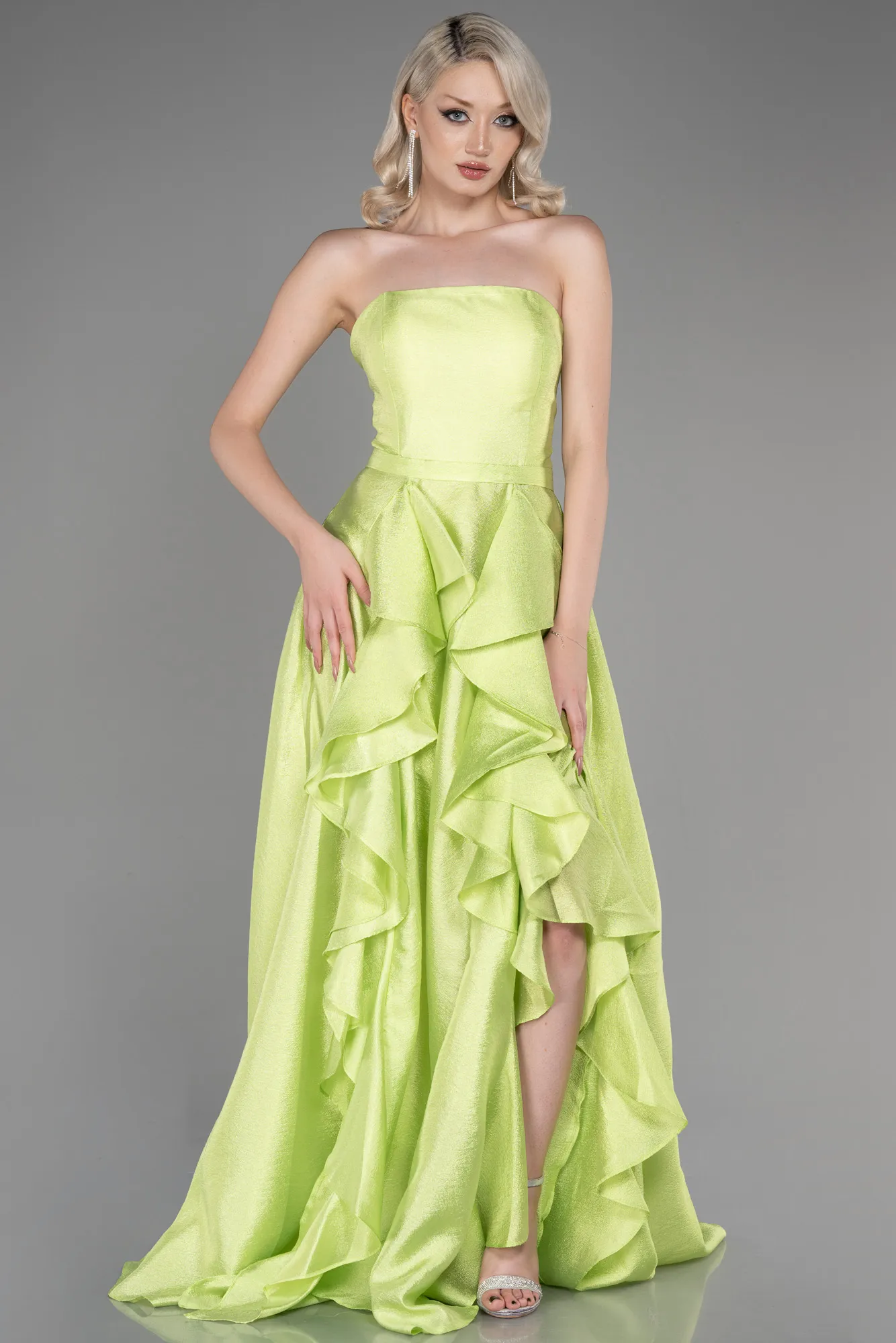 Pistachio Green-Long Evening Dress ABU3800