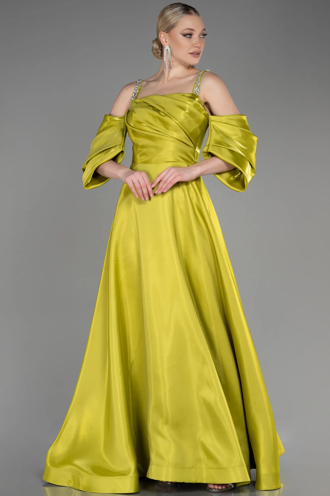 Pistachio Green-Long Evening Prom Dress ABU3826