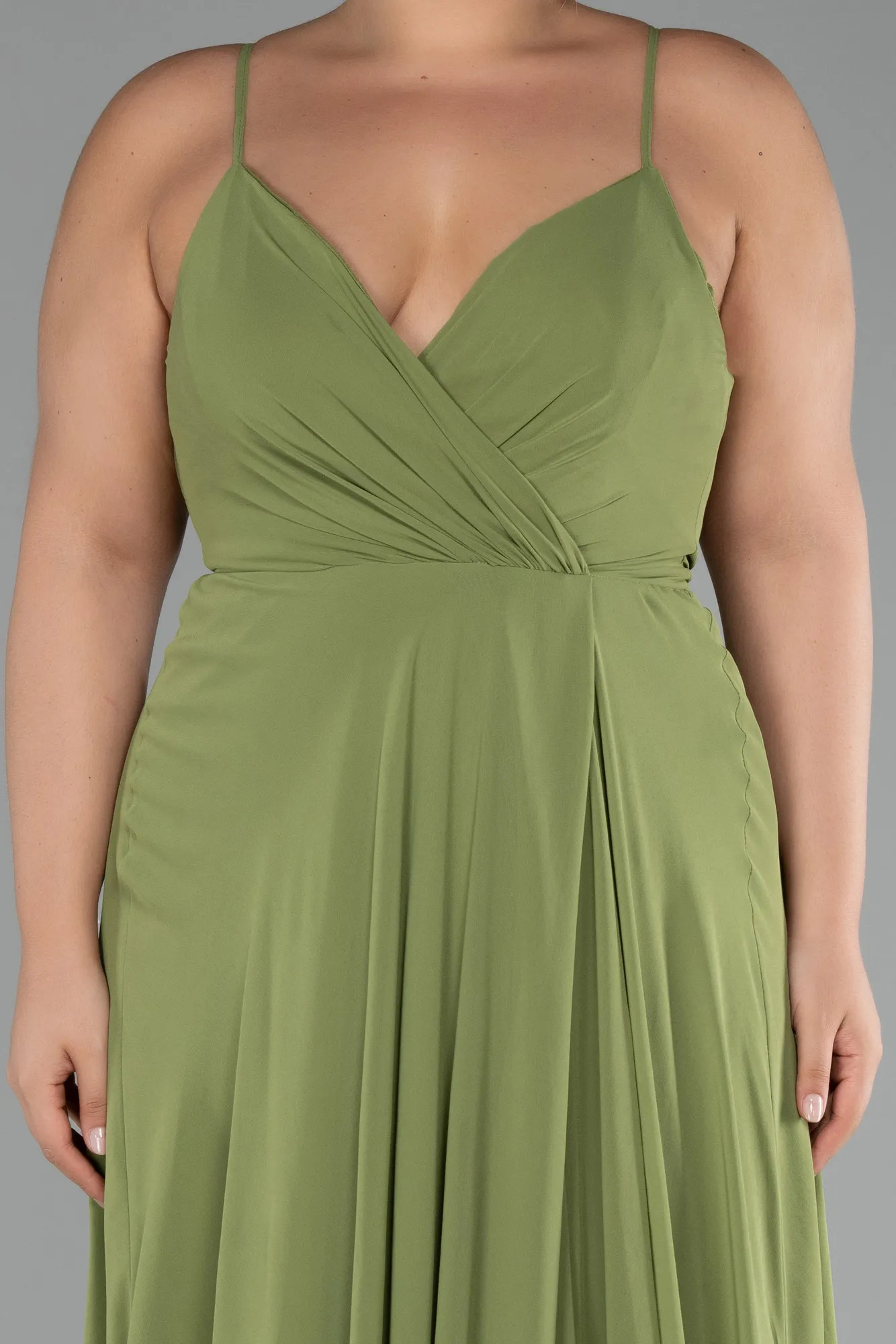 Pistachio Green-Long Plus Size Evening Dress ABU1324