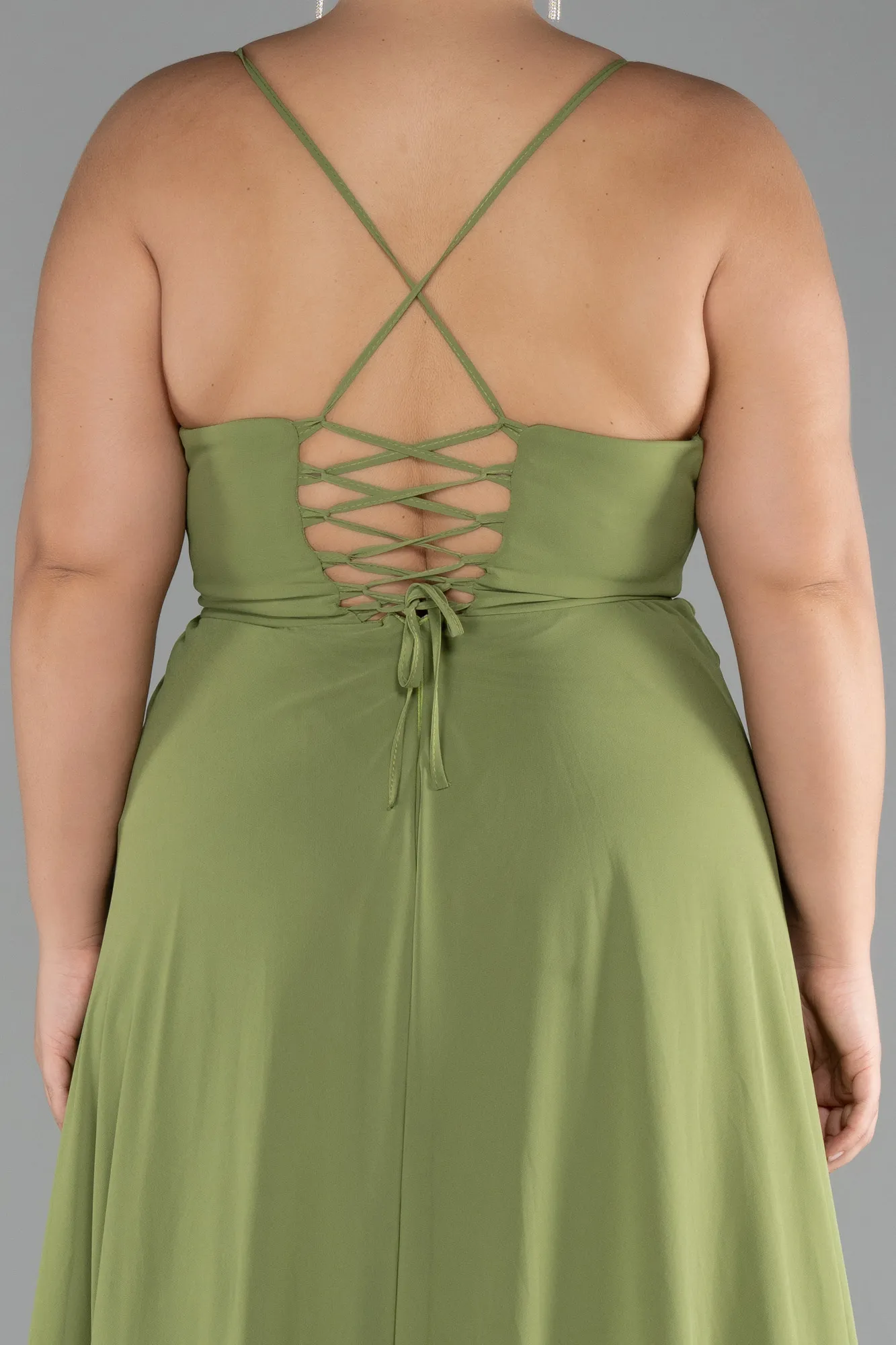 Pistachio Green-Long Plus Size Evening Dress ABU1324