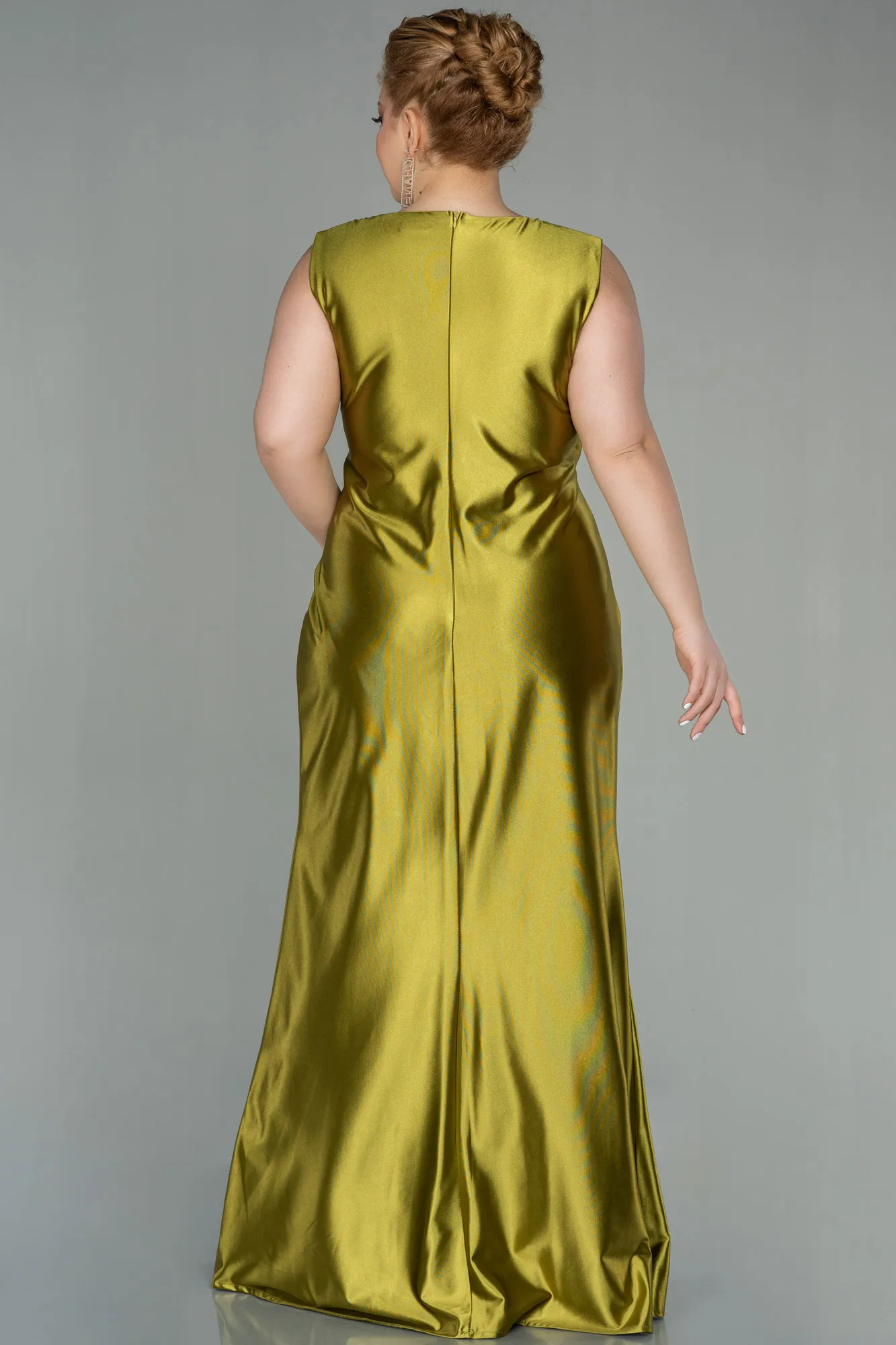 Pistachio Green-Long Plus Size Evening Dress ABU2366