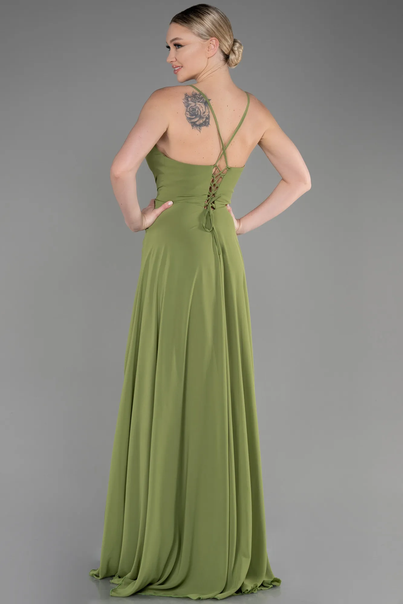 Pistachio Green-Long Prom Gown ABU1305