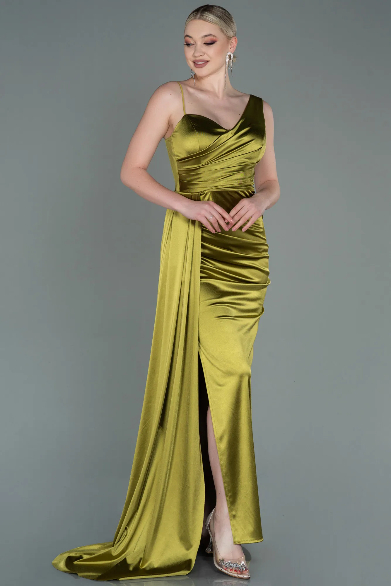 Pistachio Green-Long Prom Gown ABU2373
